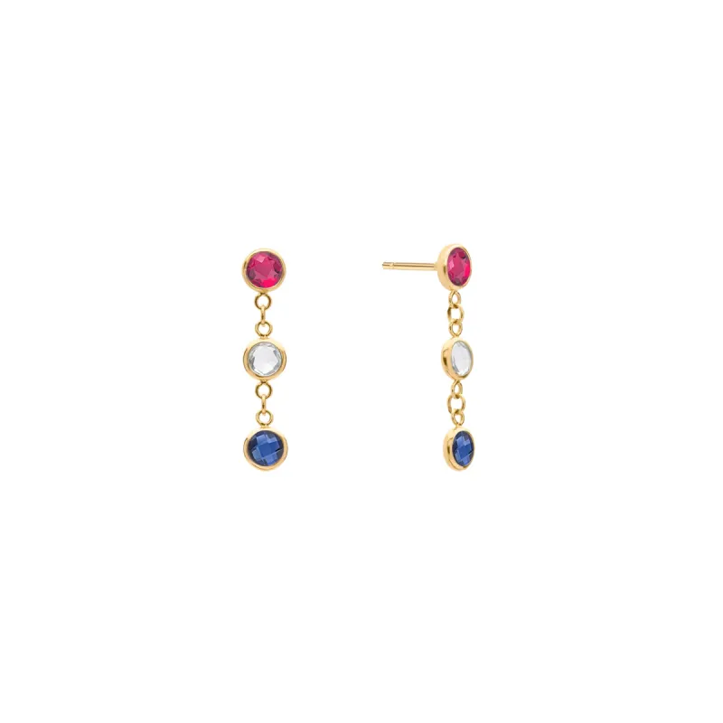 Liberty 3 Stone Earrings in 14k Gold sold by Haverhill