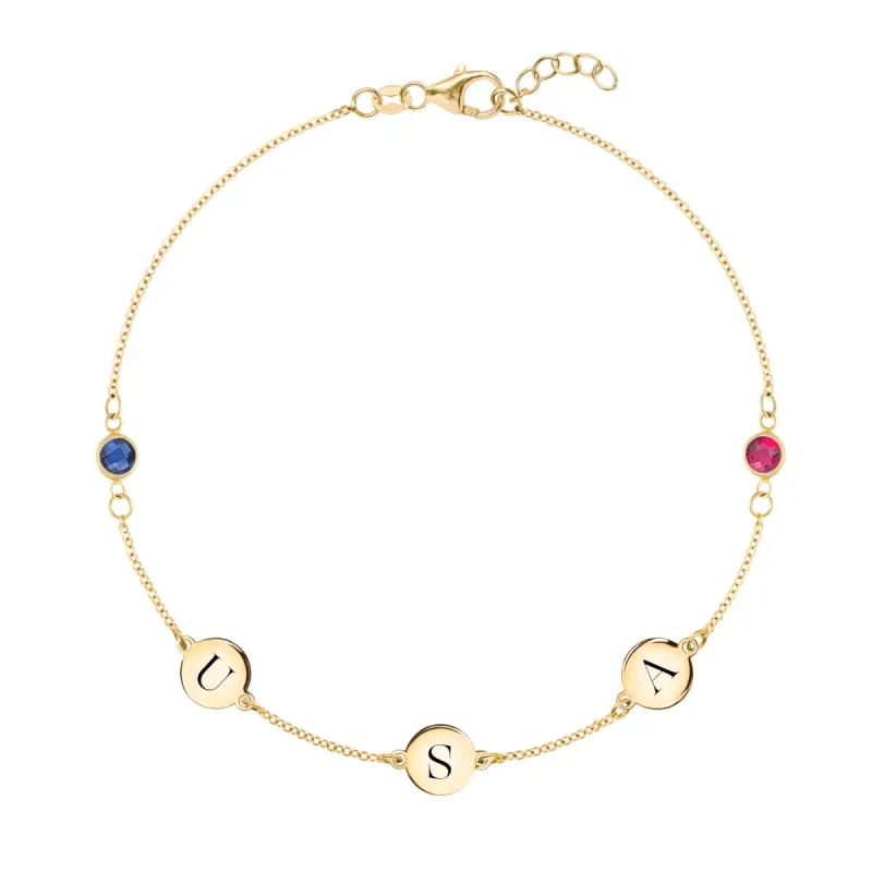 Liberty Letter 2 Stone Bracelet in 14k Gold sold by Haverhill