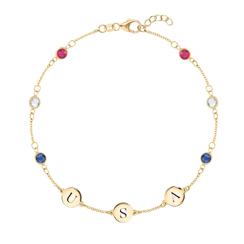 Liberty Letter 6 Stone Bracelet in 14k Gold sold by Haverhill