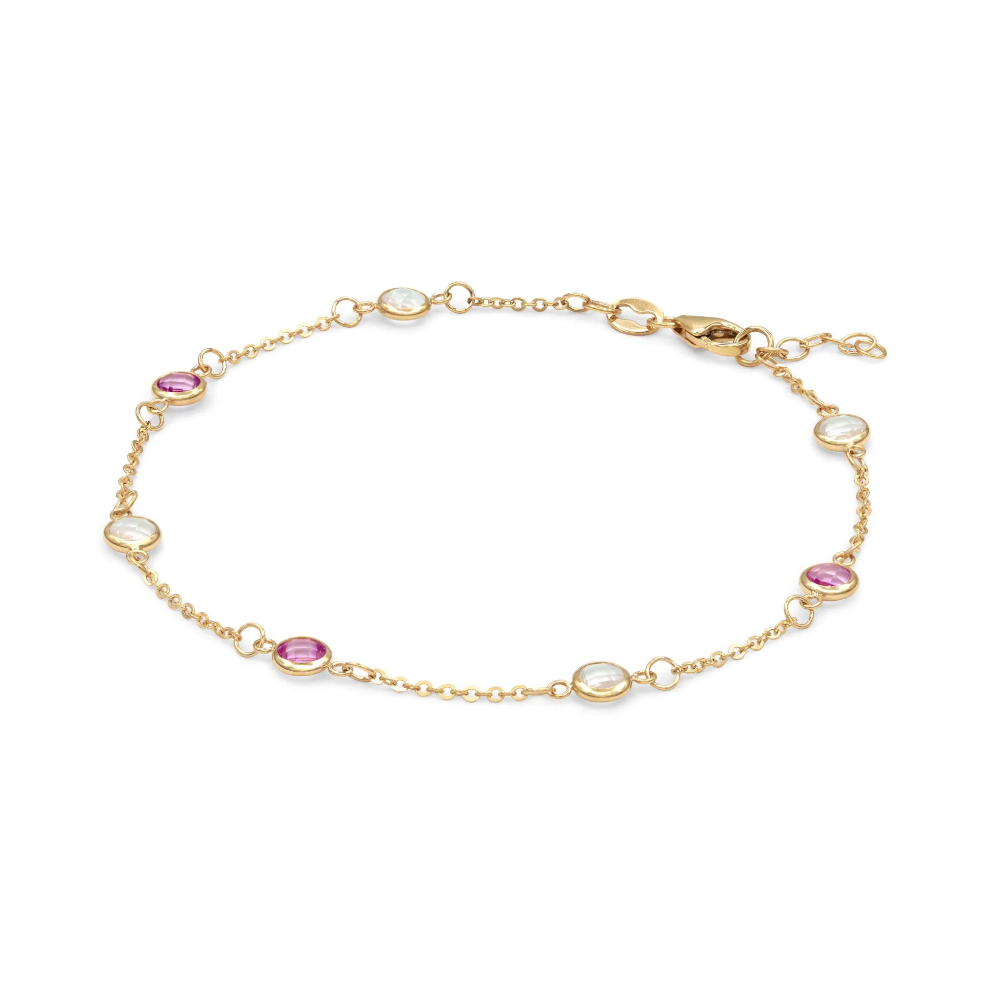 Pink Awareness 7 Stone Bracelet in 14k Gold sold by Haverhill product image thumbnail 4