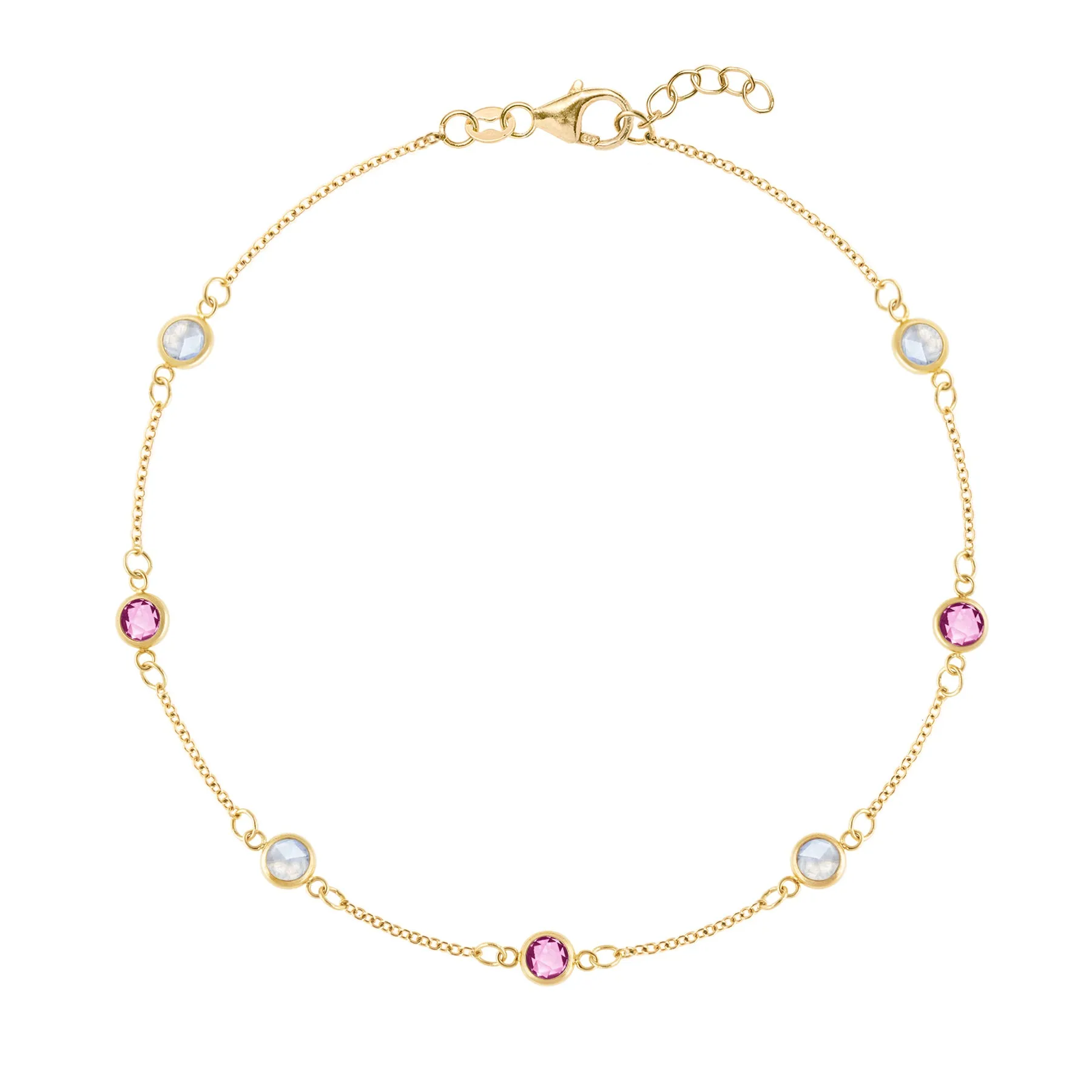 Pink Awareness 7 Stone Bracelet in 14k Gold sold by Haverhill
