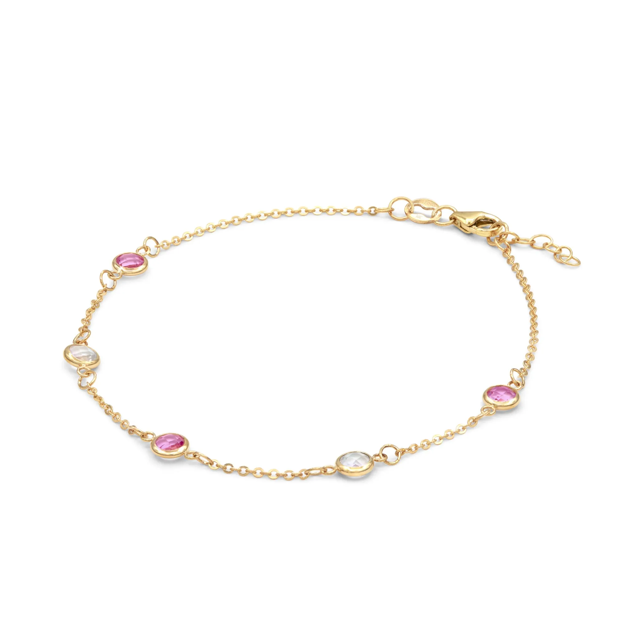 Pink Awareness 5 Stone Bracelet in 14k Gold sold by Haverhill product image thumbnail 4