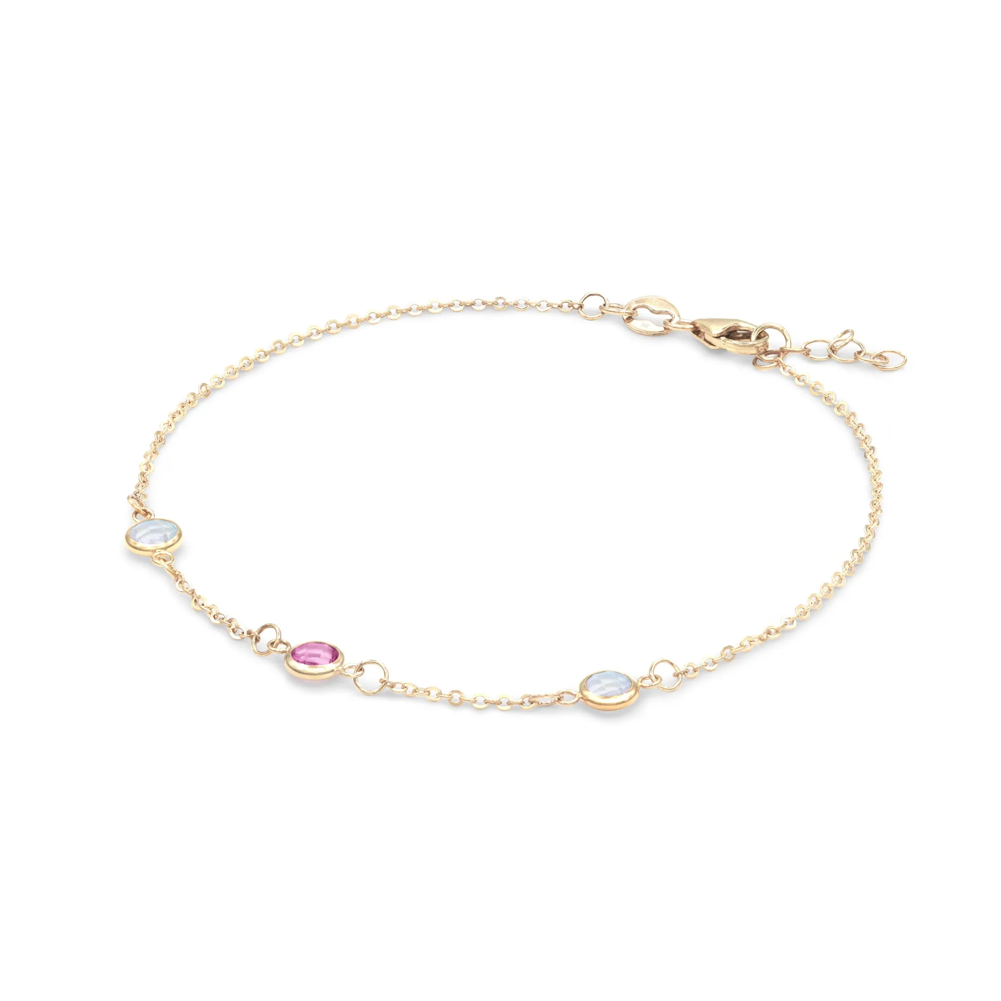 Pink Awareness 3 Stone Bracelet in 14k Gold sold by Haverhill product image thumbnail 5
