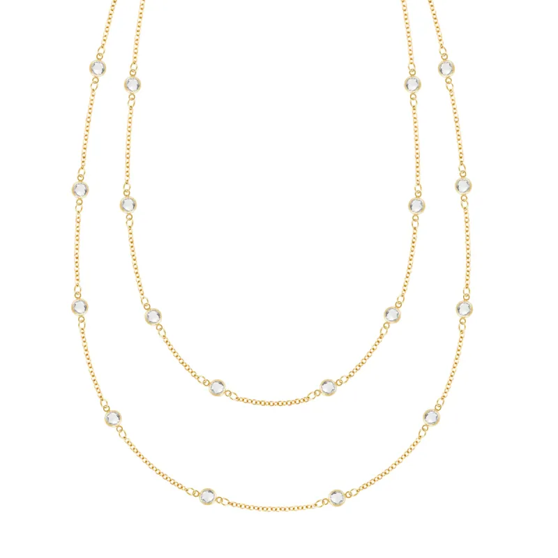 Bayberry White Topaz Long Necklace in 14k Gold (April) sold by Haverhill