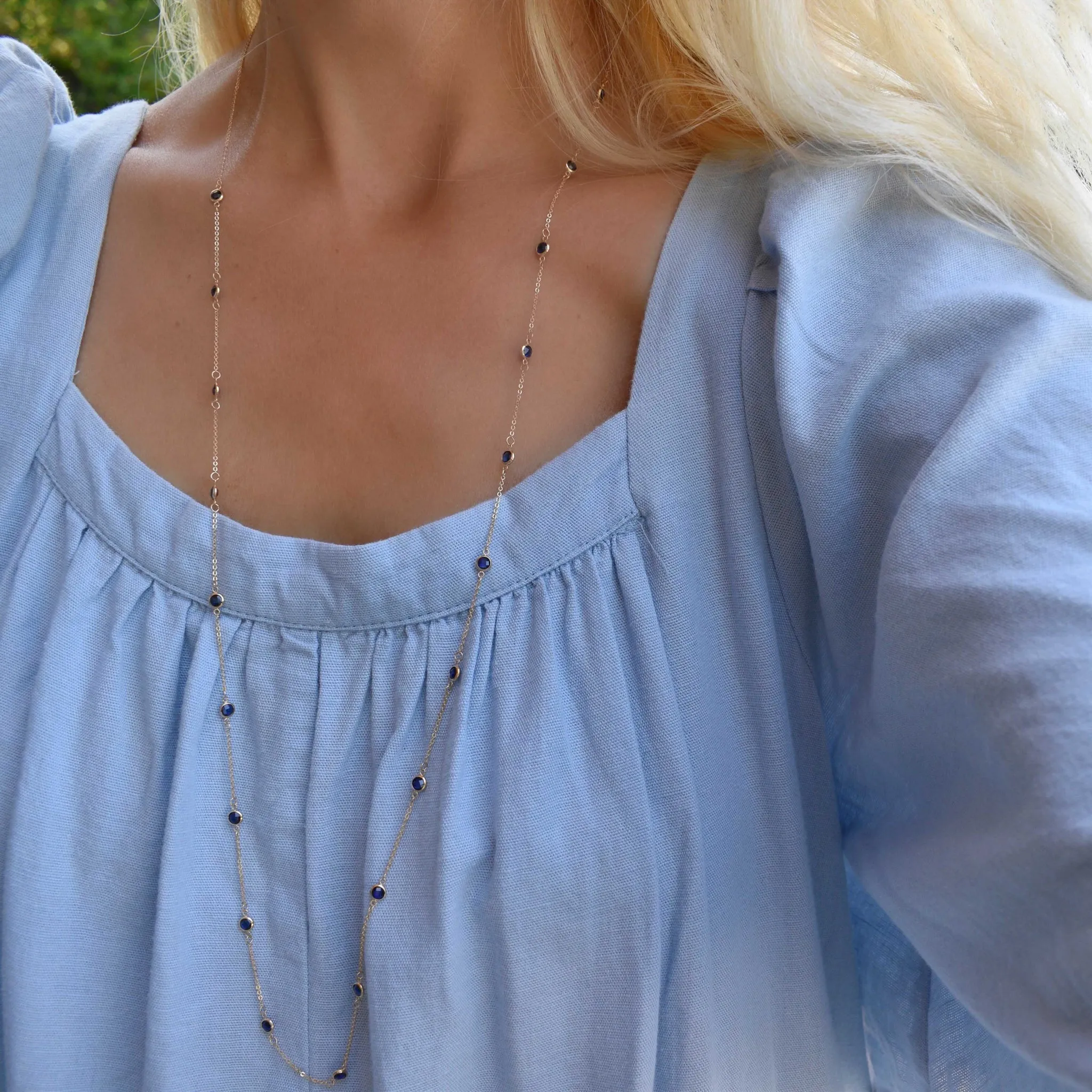 Bayberry Sapphire Long Necklace in 14k Gold (September) sold by Haverhill product image thumbnail 2