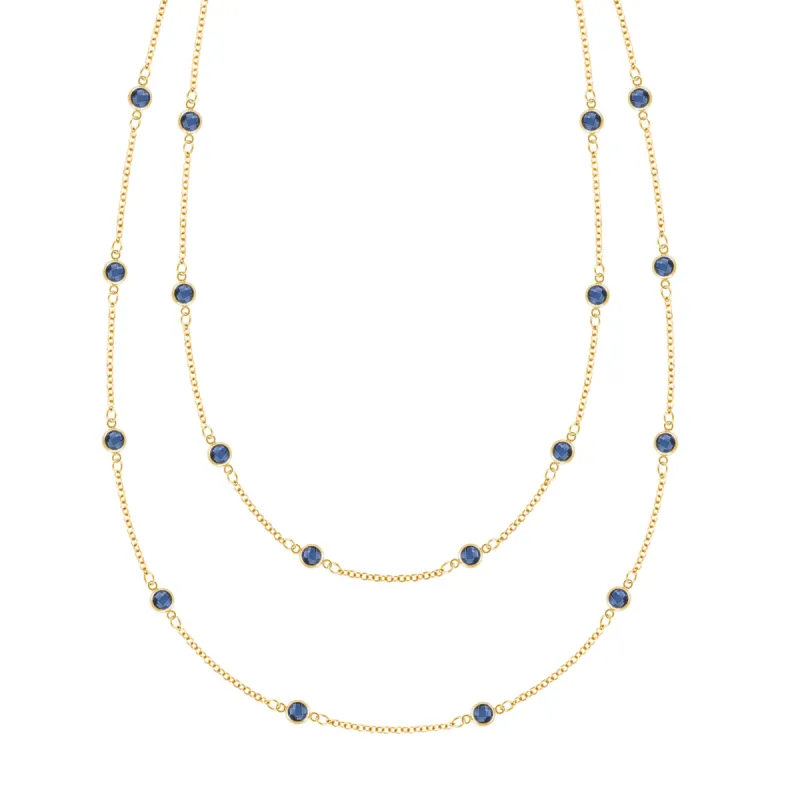 Bayberry Sapphire Long Necklace in 14k Gold (September) sold by Haverhill