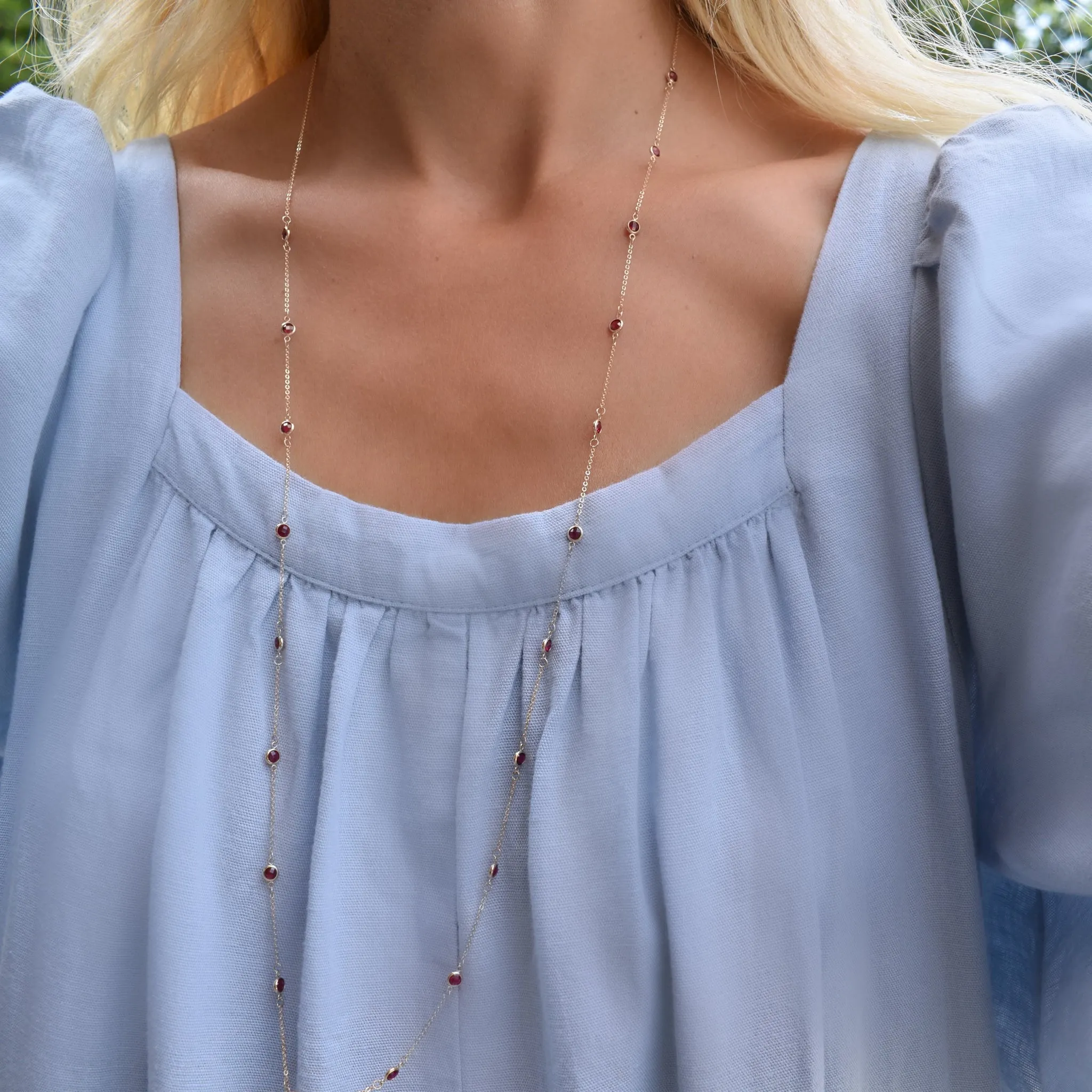 Bayberry Ruby Long Necklace in 14k Gold (July) sold by Haverhill product image thumbnail 3