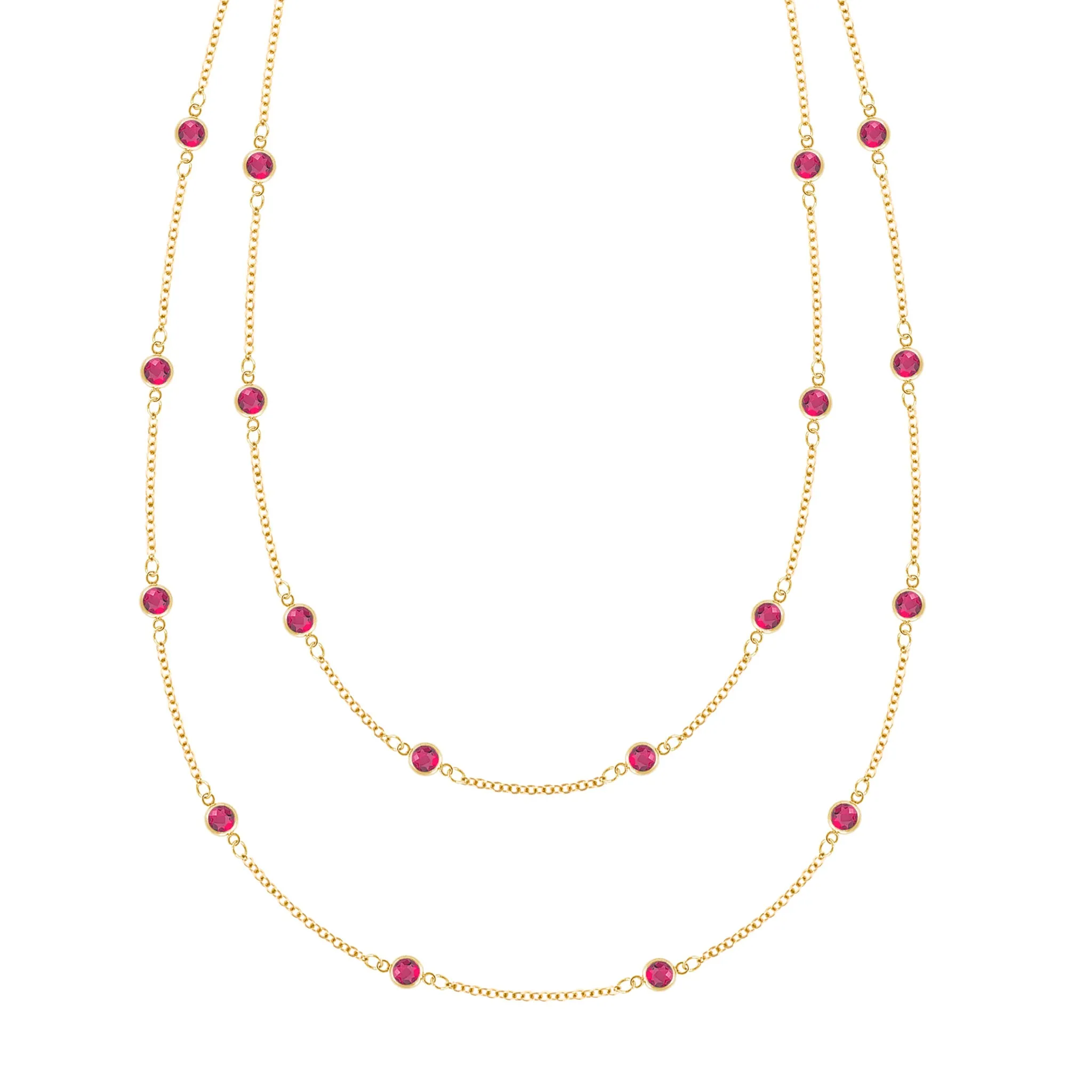 Bayberry Ruby Long Necklace in 14k Gold (July) sold by Haverhill