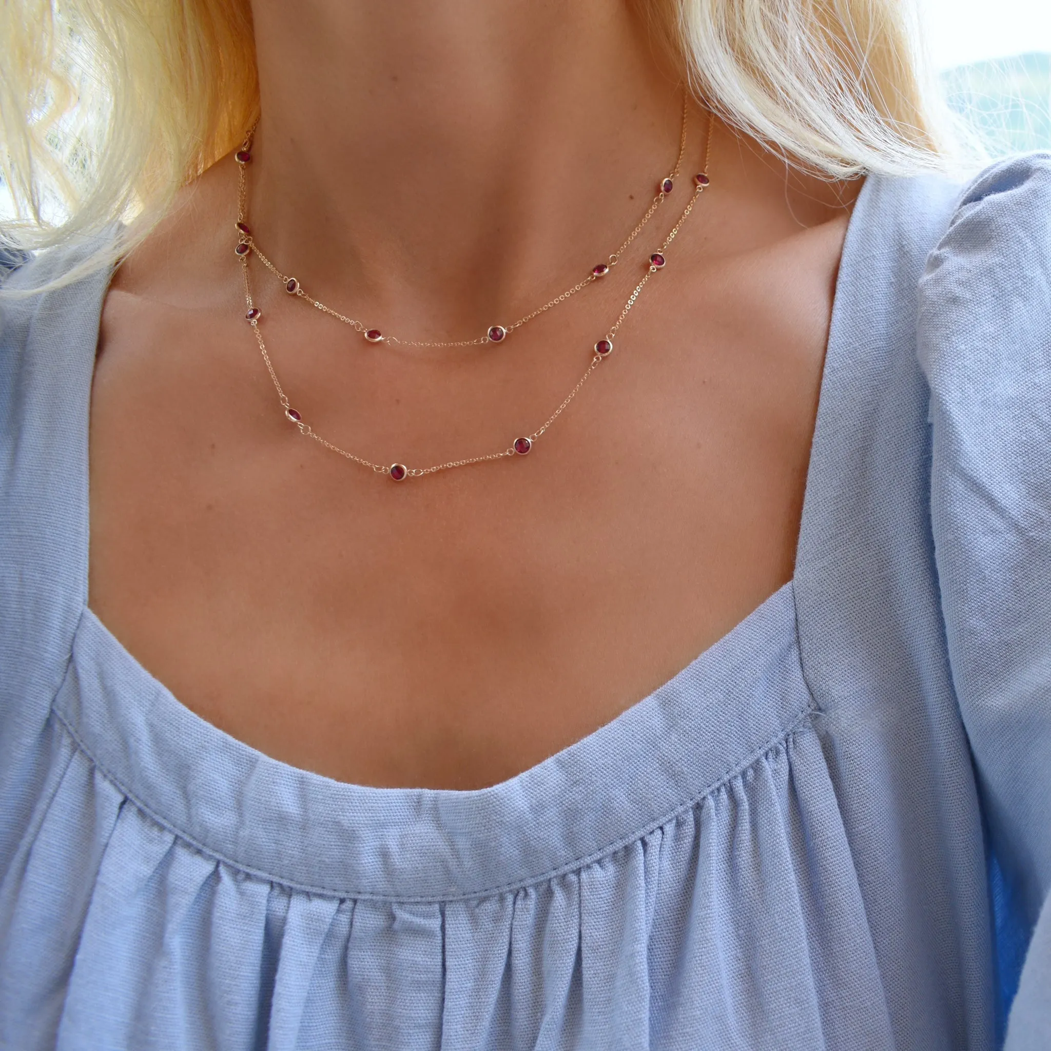 Bayberry Ruby Long Necklace in 14k Gold (July) sold by Haverhill product image thumbnail 2