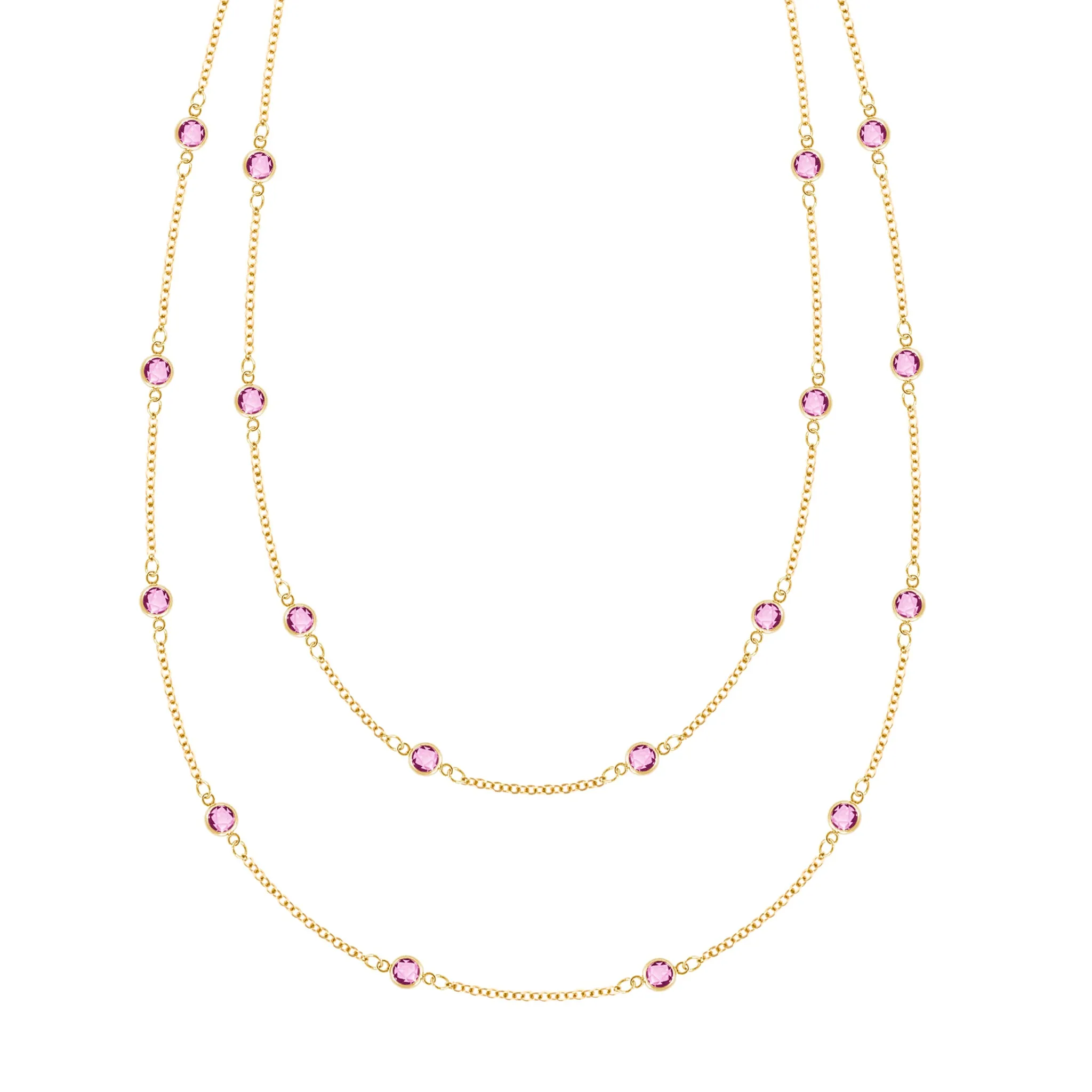 Bayberry Pink Sapphire Long Necklace in 14k Gold (October) sold by Haverhill