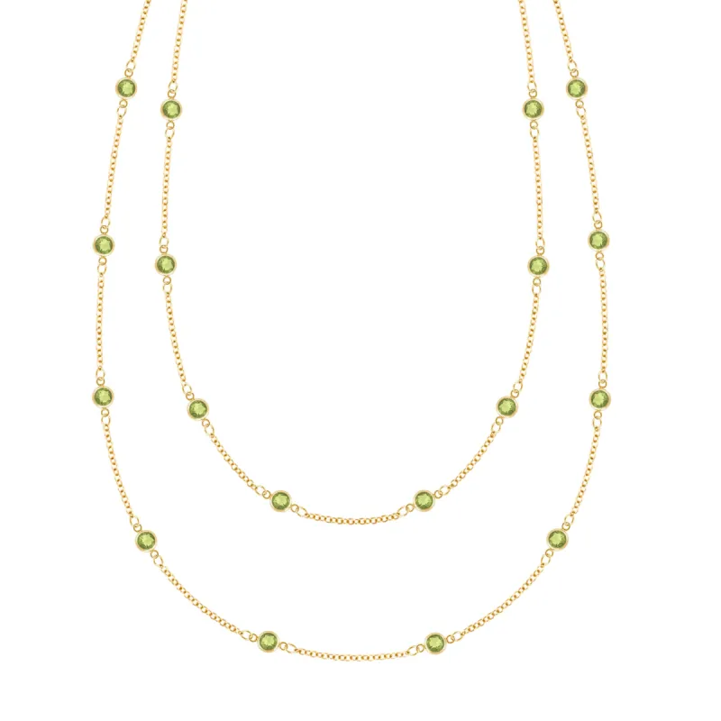 Bayberry Peridot Long Necklace in 14k Gold (August) sold by Haverhill