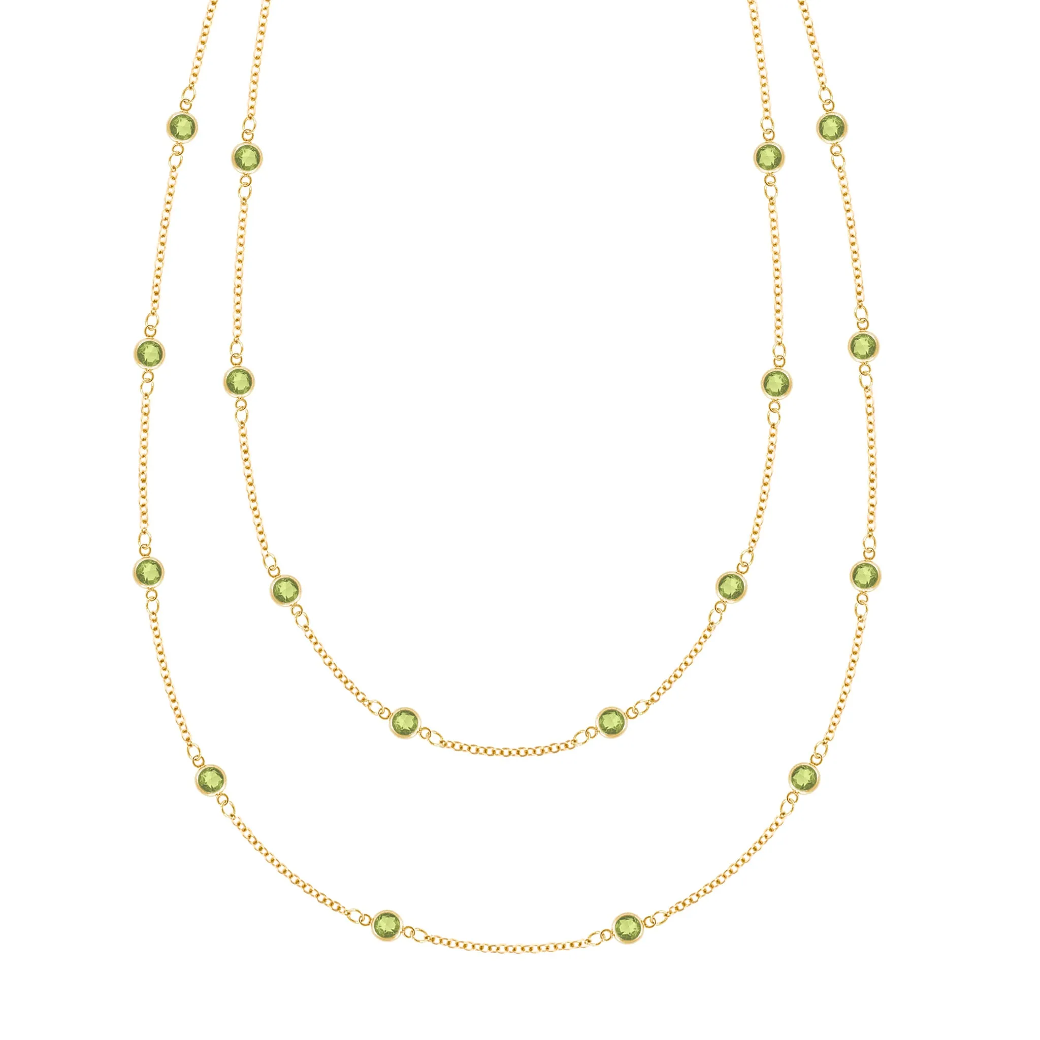 Bayberry Peridot Long Necklace in 14k Gold (August) sold by Haverhill