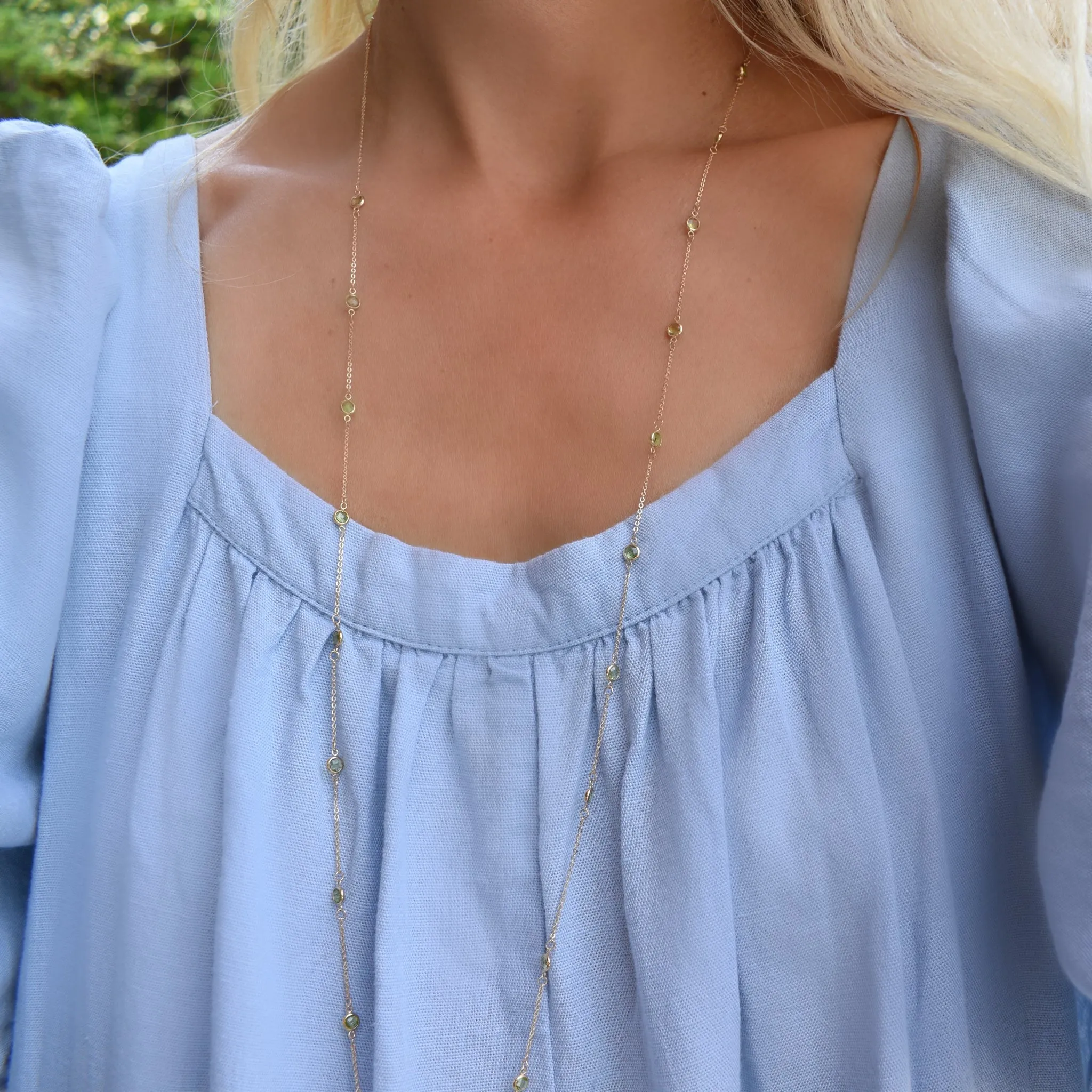 Bayberry Peridot Long Necklace in 14k Gold (August) sold by Haverhill product image thumbnail 3