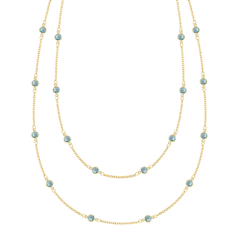 Bayberry Nantucket Blue Topaz Long Necklace in 14k Gold (December) sold by Haverhill