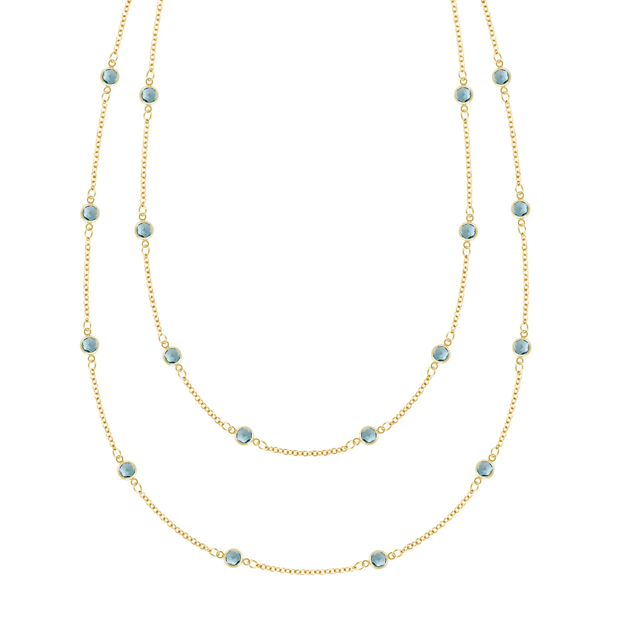 Bayberry Nantucket Blue Topaz Long Necklace in 14k Gold (December) sold by Haverhill