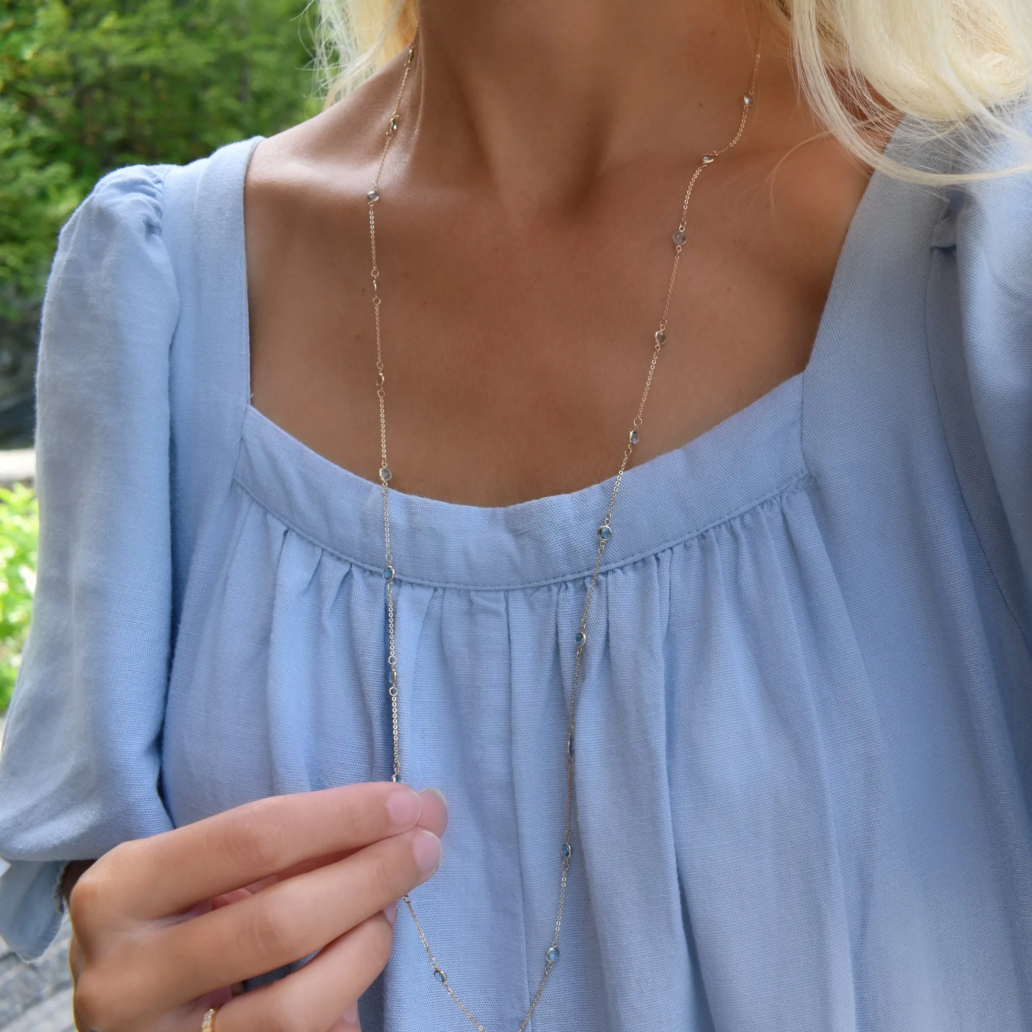 Bayberry Nantucket Blue Topaz Long Necklace in 14k Gold (December) sold by Haverhill product image thumbnail 2