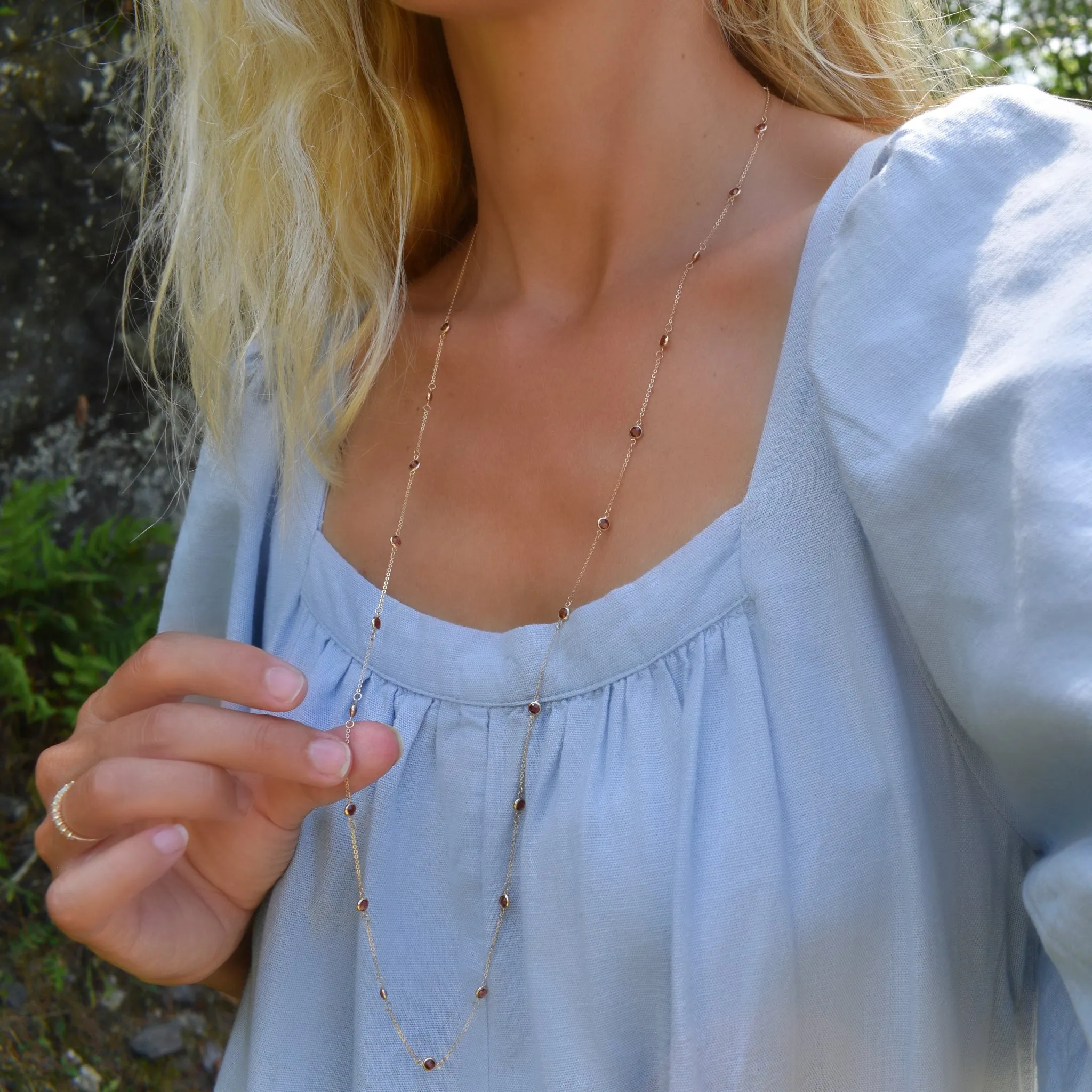 Bayberry Garnet Long Necklace in 14k Gold (January) sold by Haverhill product image thumbnail 3