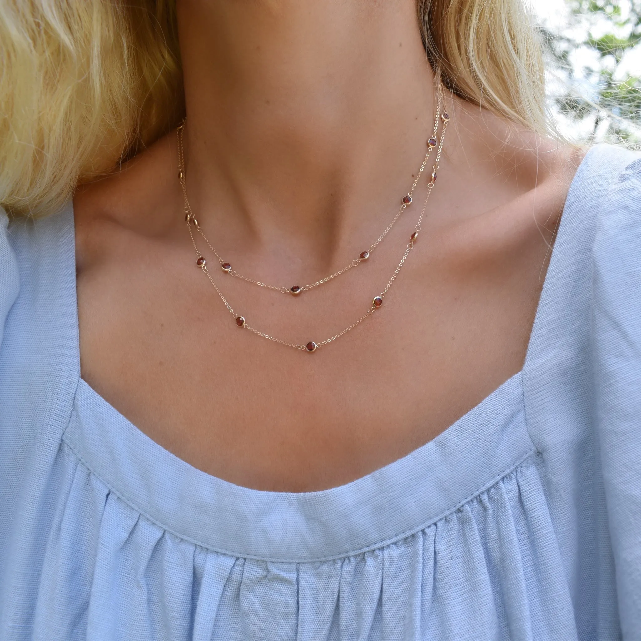 Bayberry Garnet Long Necklace in 14k Gold (January) sold by Haverhill product image thumbnail 2