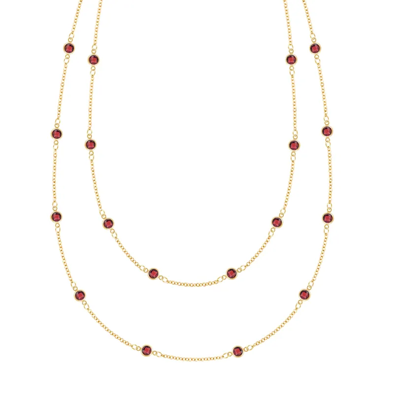Bayberry Garnet Long Necklace in 14k Gold (January) sold by Haverhill