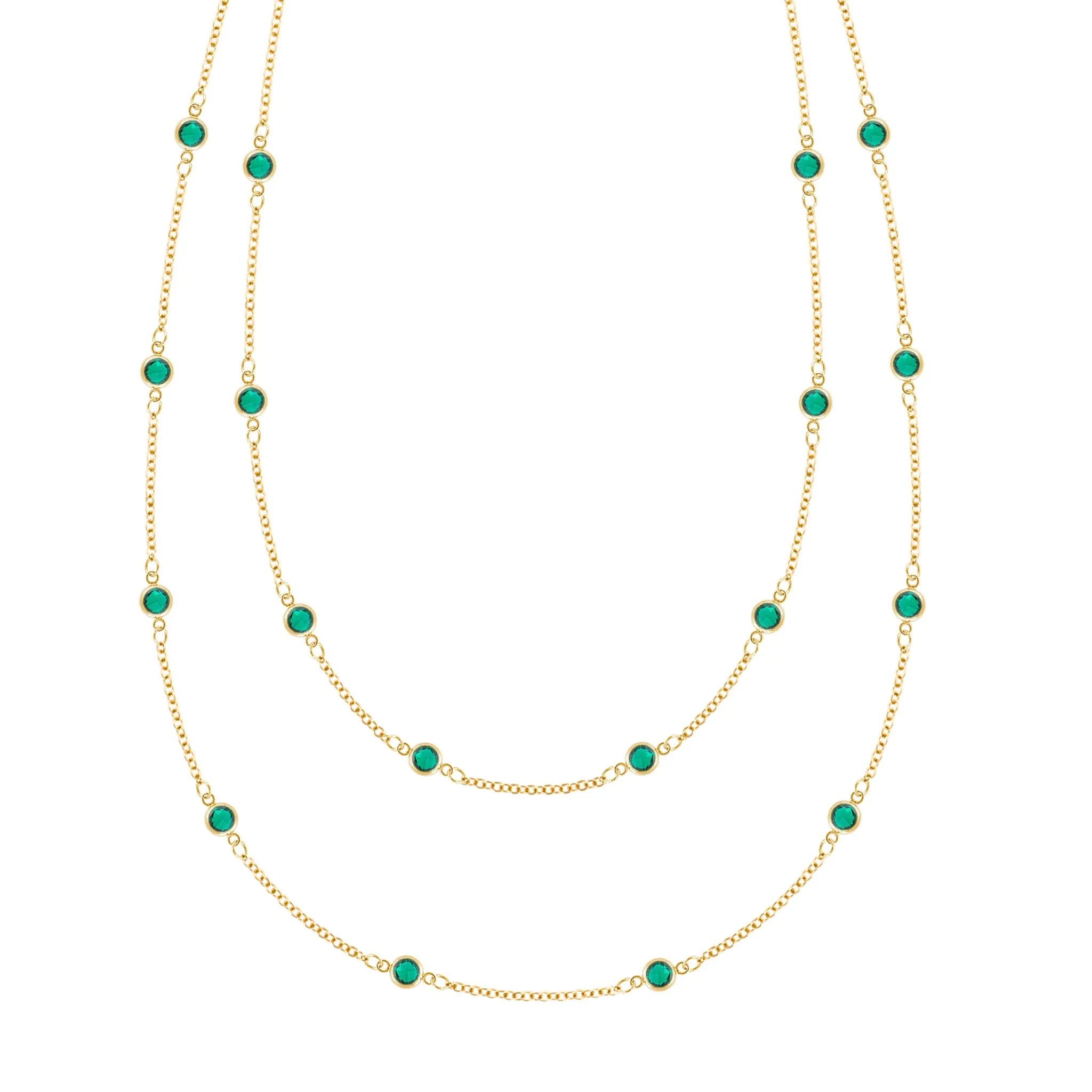 Bayberry Emerald Long Necklace in 14k Gold (May) sold by Haverhill