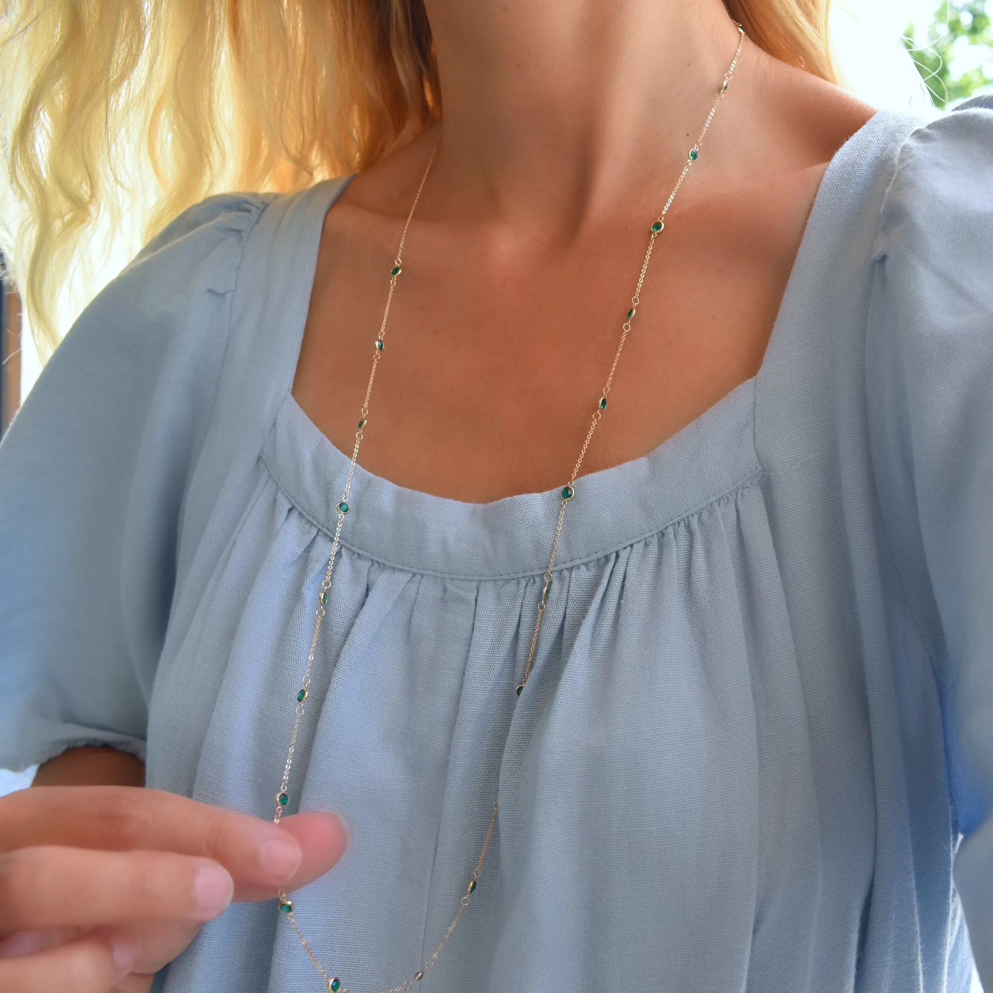 Bayberry Emerald Long Necklace in 14k Gold (May) sold by Haverhill product image thumbnail 3