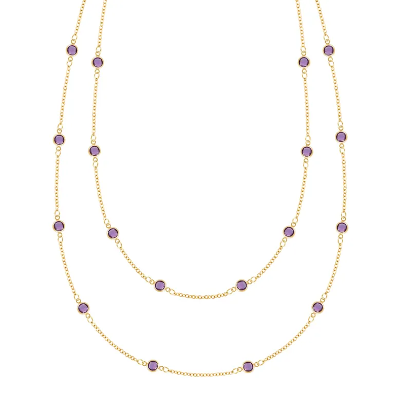 Bayberry Amethyst Long Necklace in 14k Gold (February) sold by Haverhill