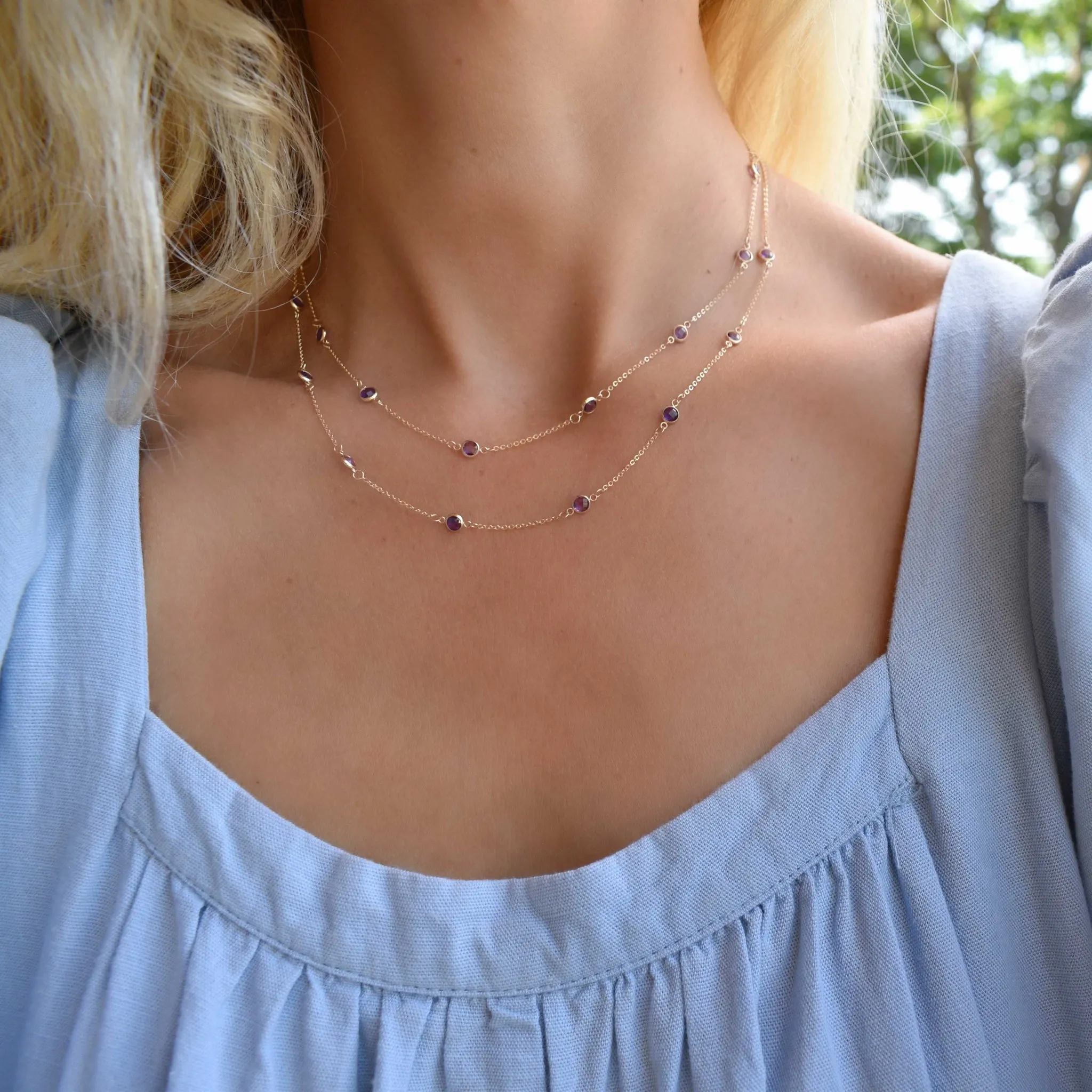 Bayberry Amethyst Long Necklace in 14k Gold (February) sold by Haverhill product image thumbnail 2