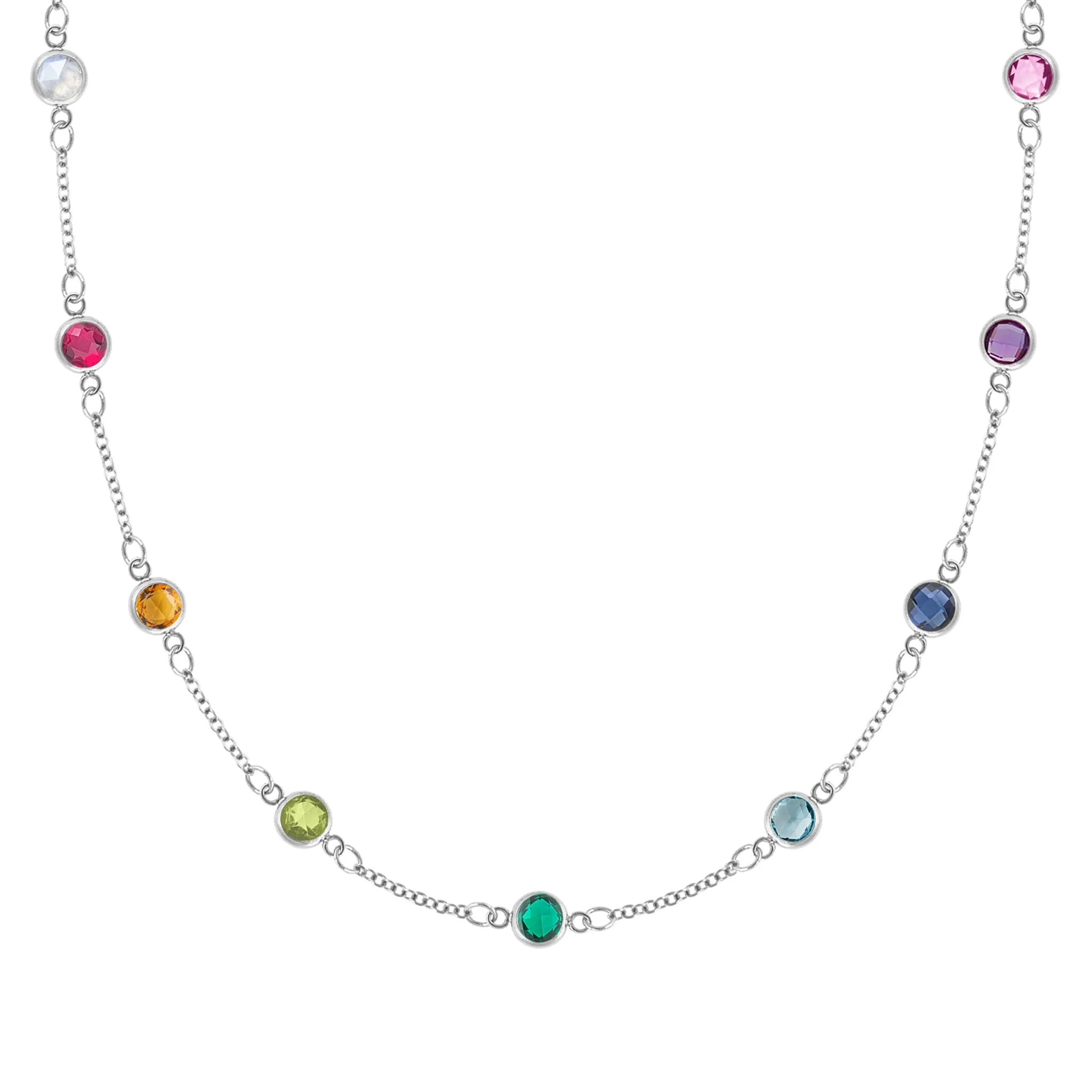 Rainbow 9 Stone Necklace in 14k Gold sold by Haverhill product image thumbnail 5