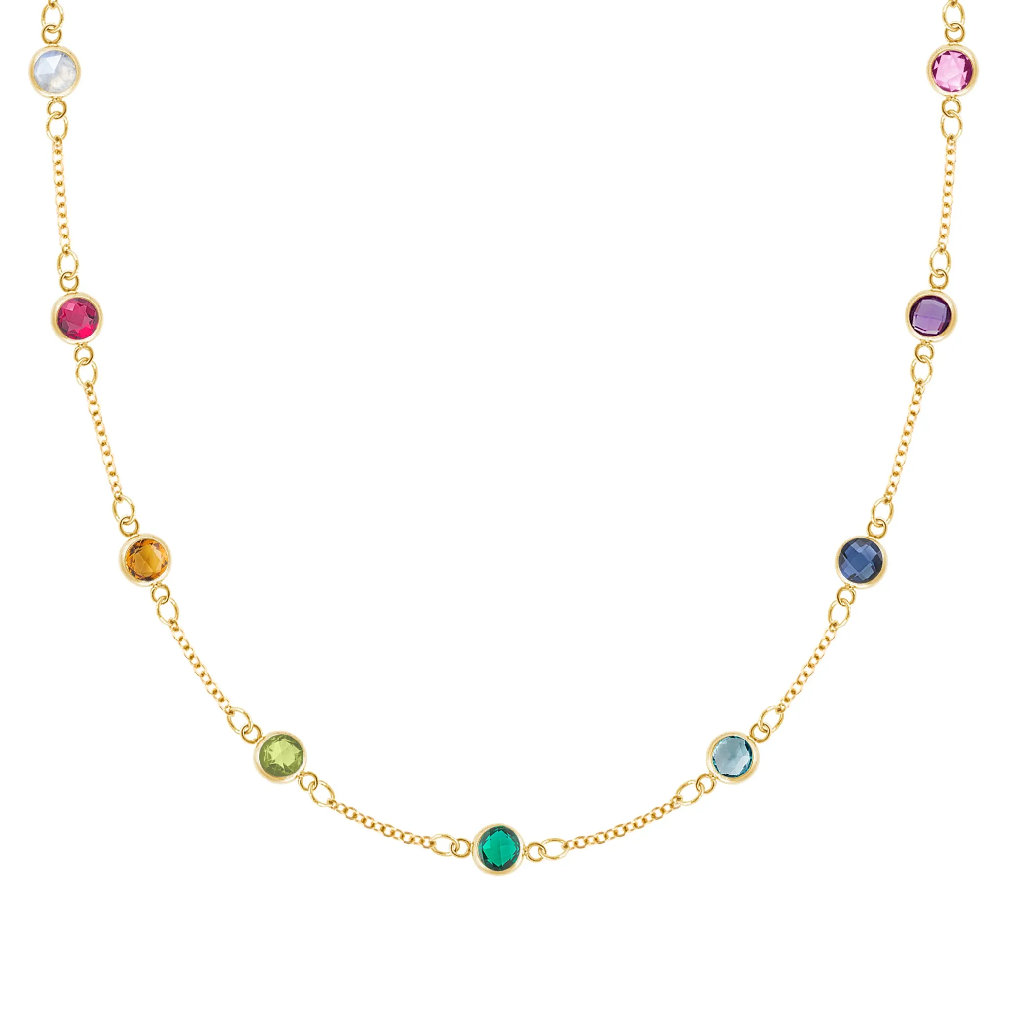 Rainbow 9 Stone Necklace in 14k Gold sold by Haverhill
