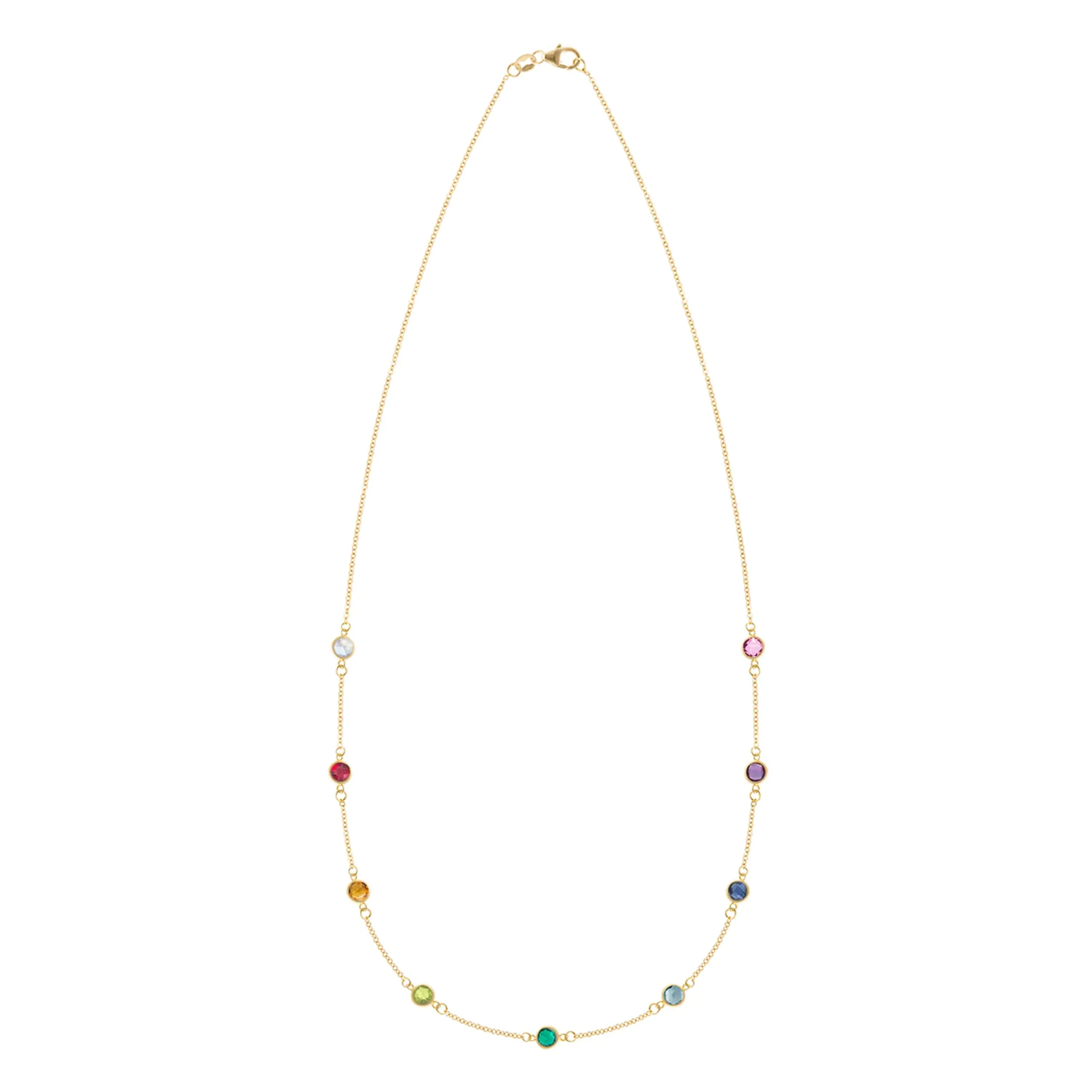 Rainbow 9 Stone Necklace in 14k Gold sold by Haverhill product image thumbnail 3
