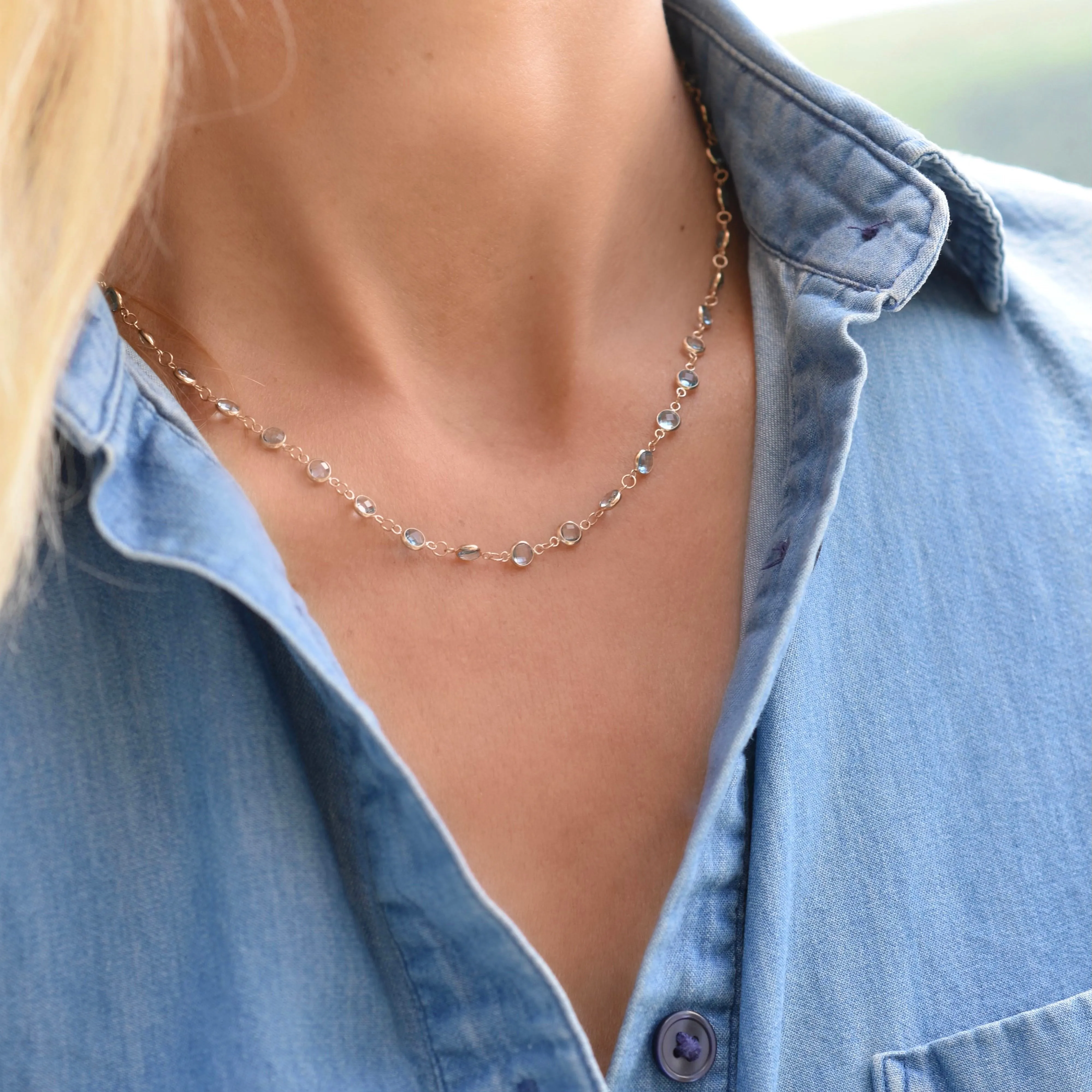 Newport Nantucket Blue Topaz Necklace in 14k Gold (December) sold by Haverhill product image thumbnail 2