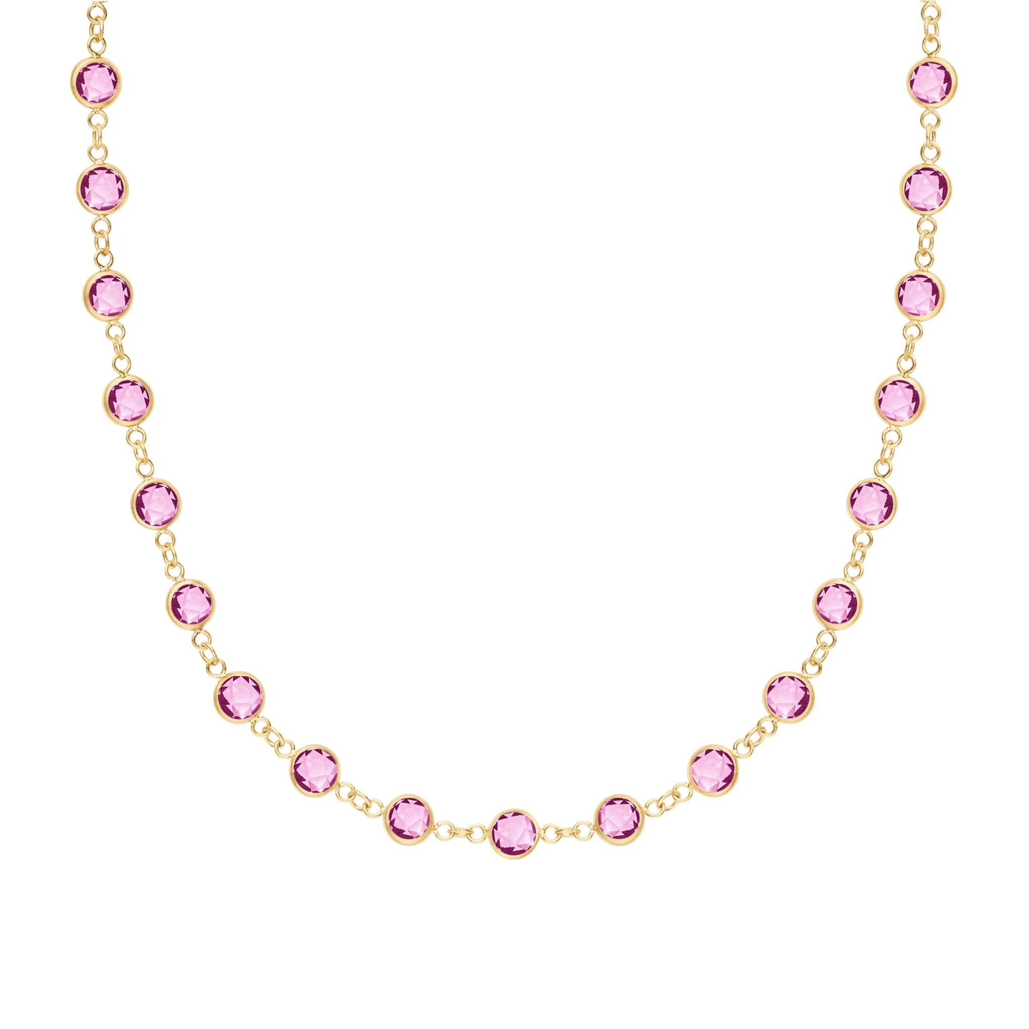 Newport Pink Sapphire Necklace in 14k Gold (October) sold by Haverhill