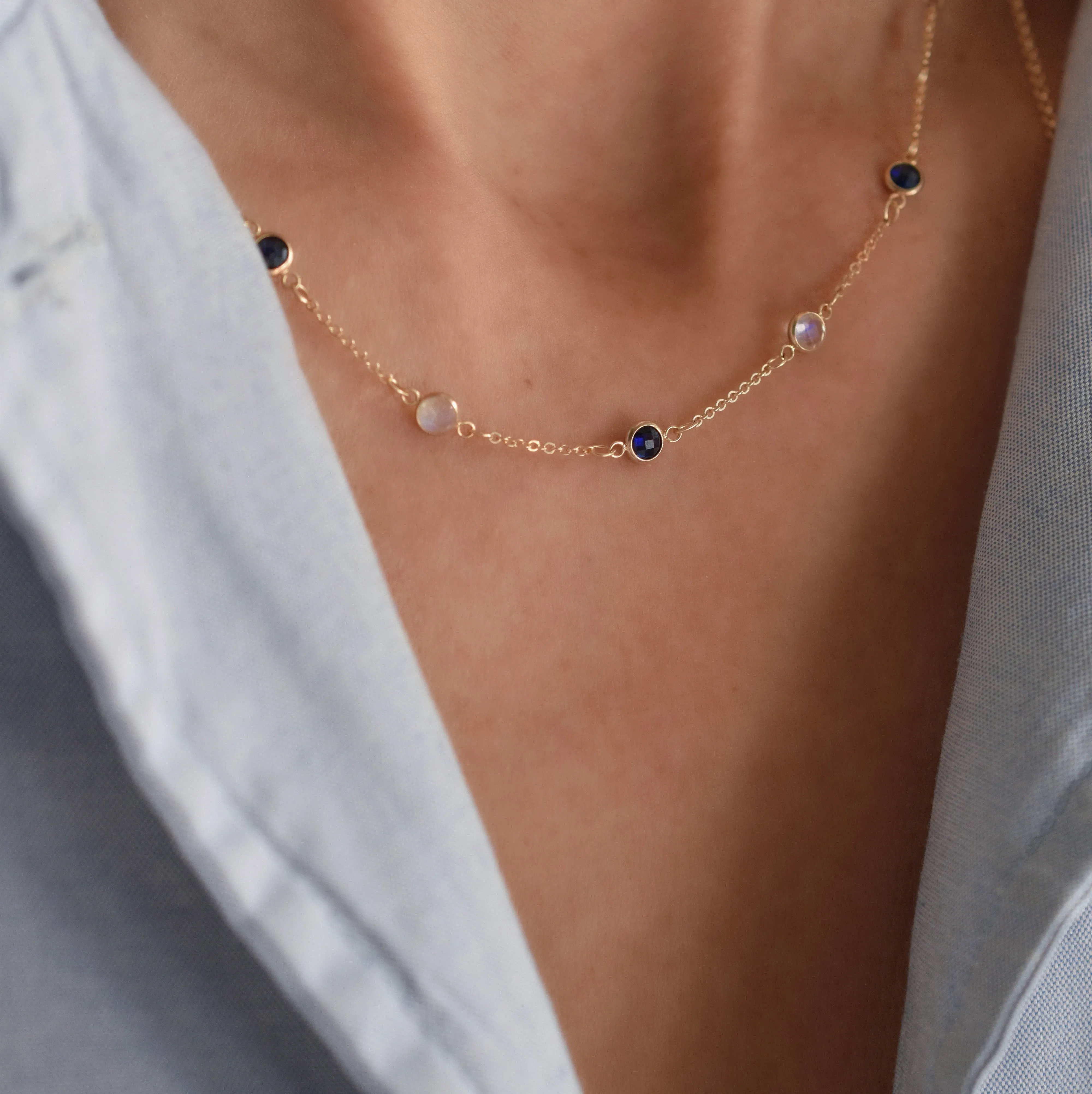 Wisdom 5 Stone Necklace in 14k Gold sold by Haverhill product image thumbnail 2