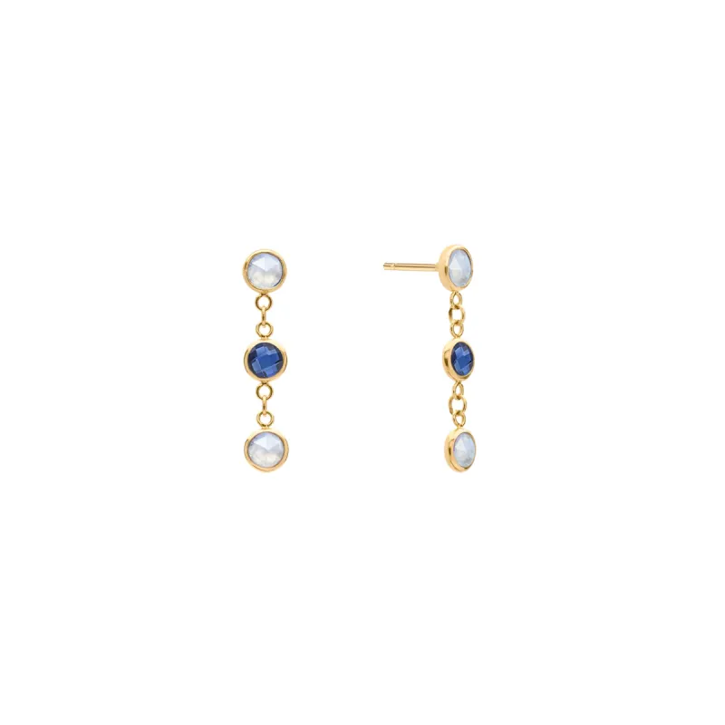 Wisdom 3 Stone Earrings in 14k Gold sold by Haverhill