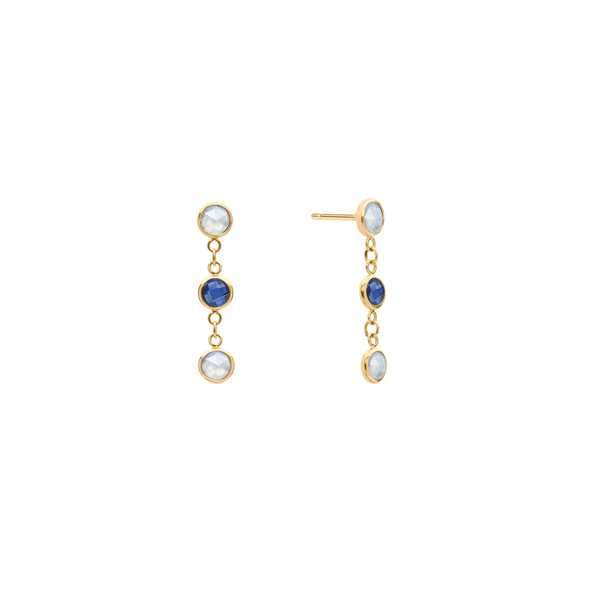 Wisdom 3 Stone Earrings in 14k Gold sold by Haverhill
