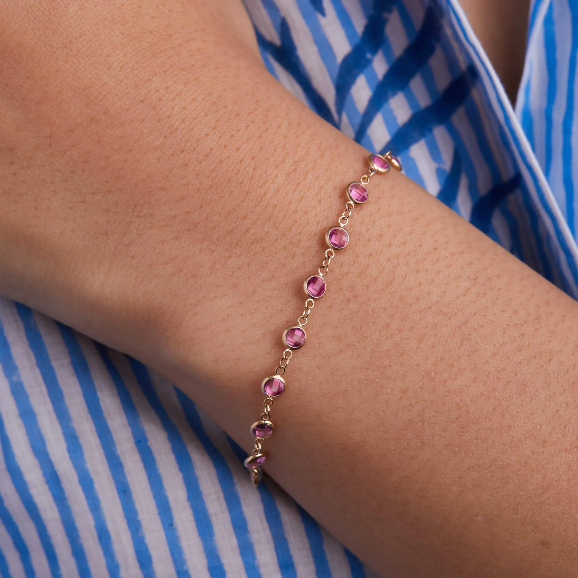 Newport Pink Sapphire Bracelet in 14k Gold (October) sold by Haverhill product image thumbnail 3