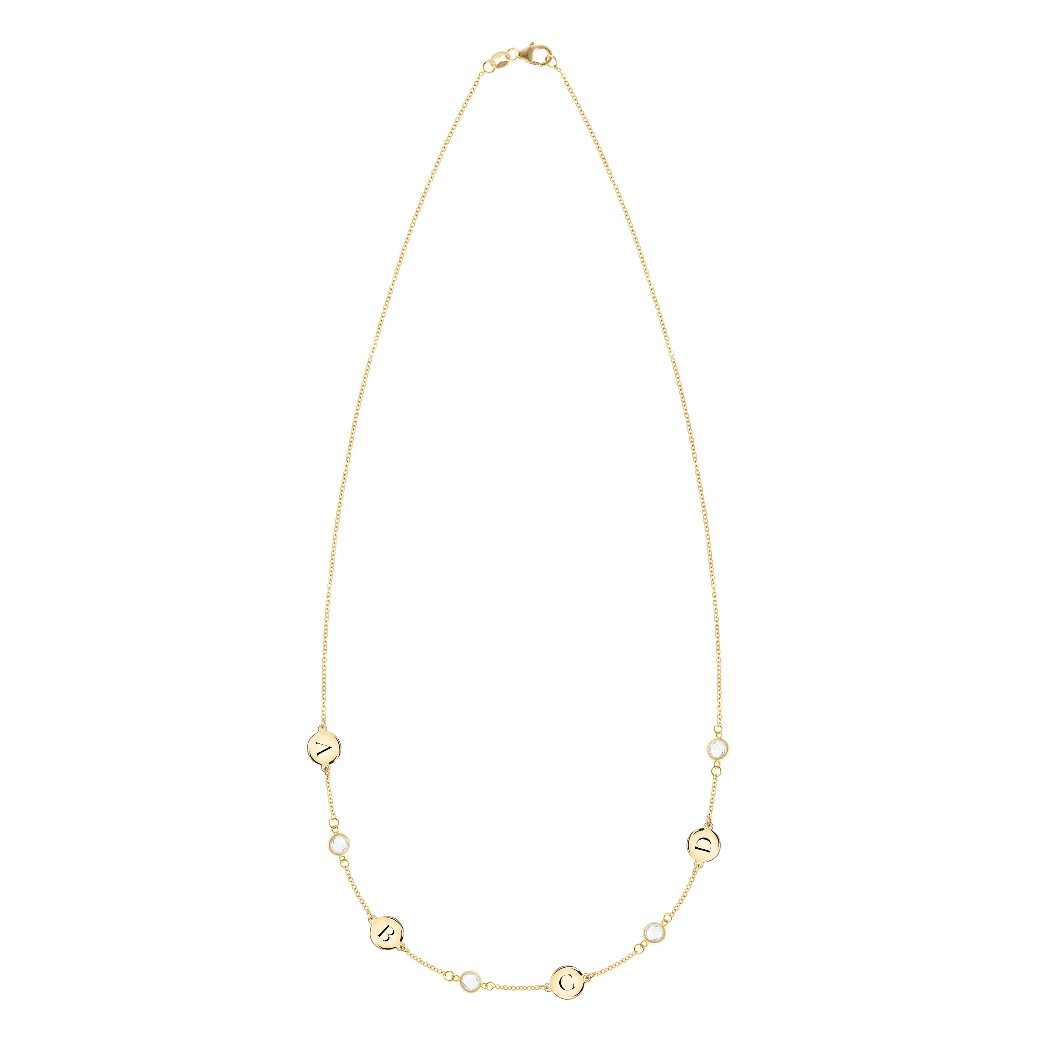 4 Letter & 4 Petite Birthstone Necklace in 14k Gold (Single Spacing) sold by Haverhill product image thumbnail 4