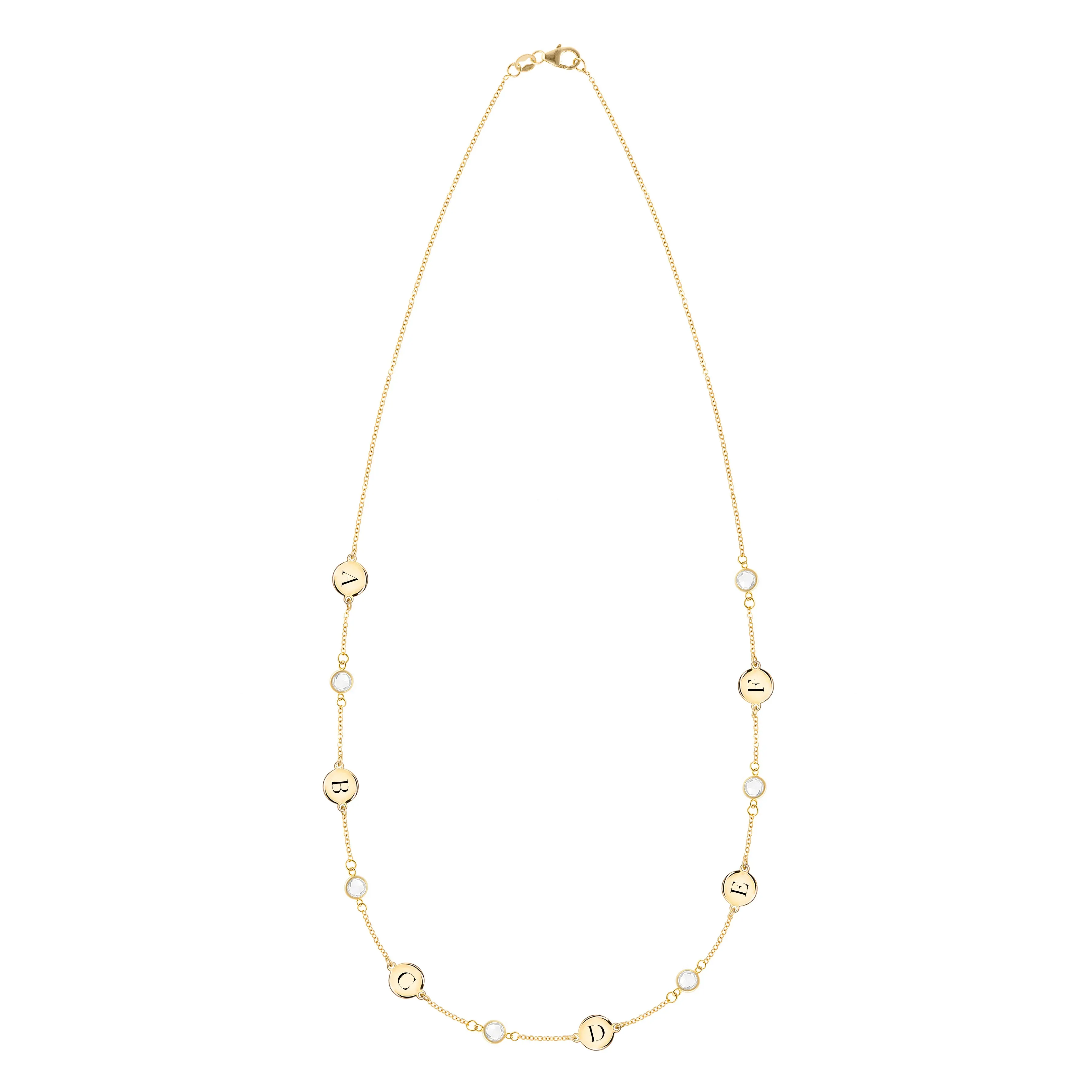 6 Letter & 6 Petite Birthstone Necklace in 14k Gold (Single Spacing) sold by Haverhill product image thumbnail 4