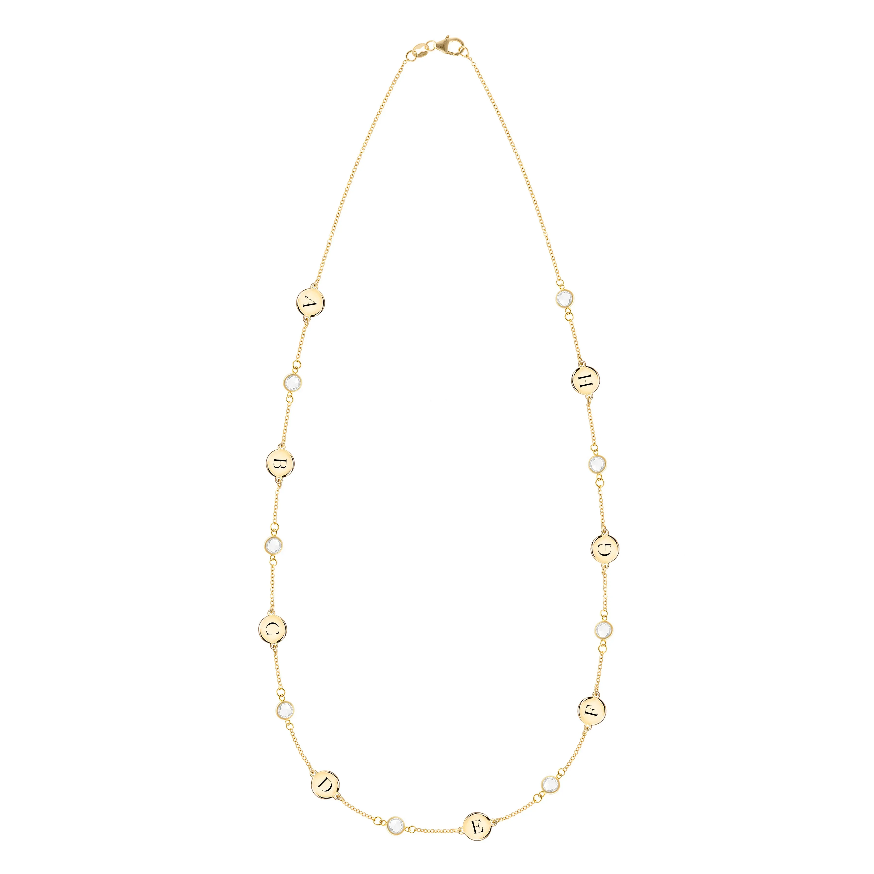 8 Letter & 8 Petite Birthstone Necklace in 14k Gold (Single Spacing) sold by Haverhill product image thumbnail 4