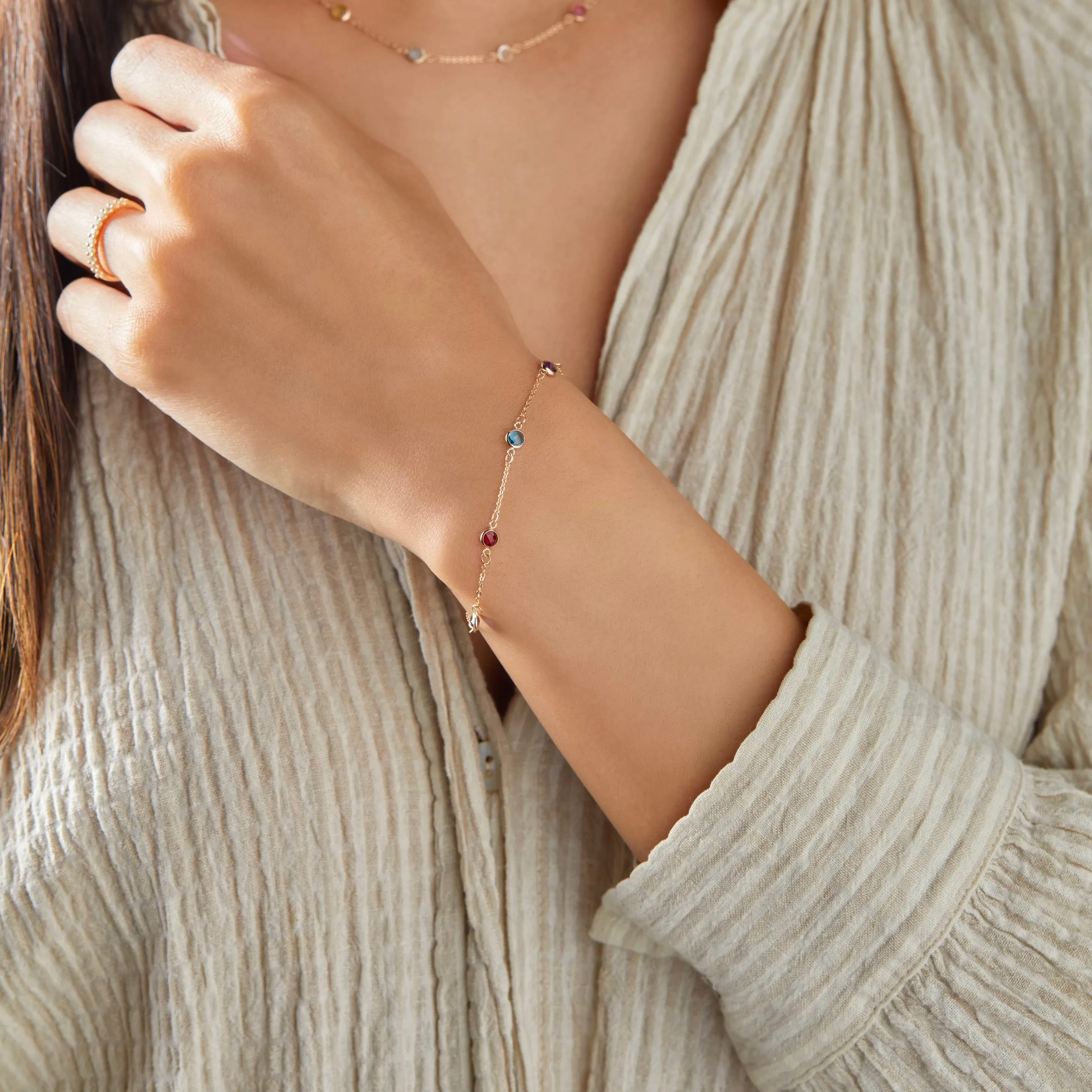 Petite 8 Birthstone Bracelet in 14k Gold sold by Haverhill product image thumbnail 2