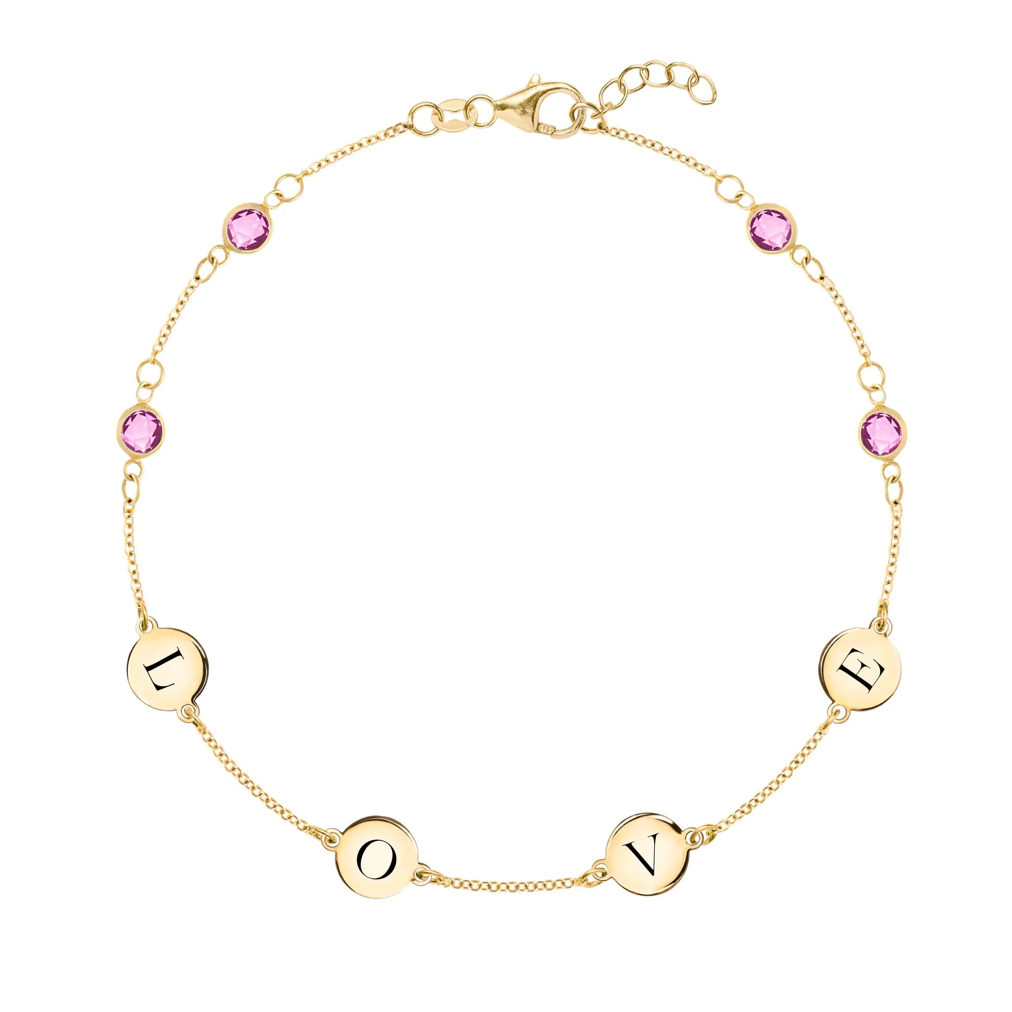 Pink Awareness LOVE Bracelet in 14k Gold sold by Haverhill