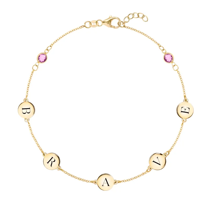 Pink Awareness BRAVE Bracelet in 14k Gold sold by Haverhill