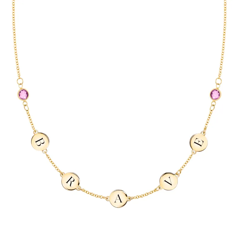 Pink Awareness BRAVE Necklace in 14k Gold sold by Haverhill