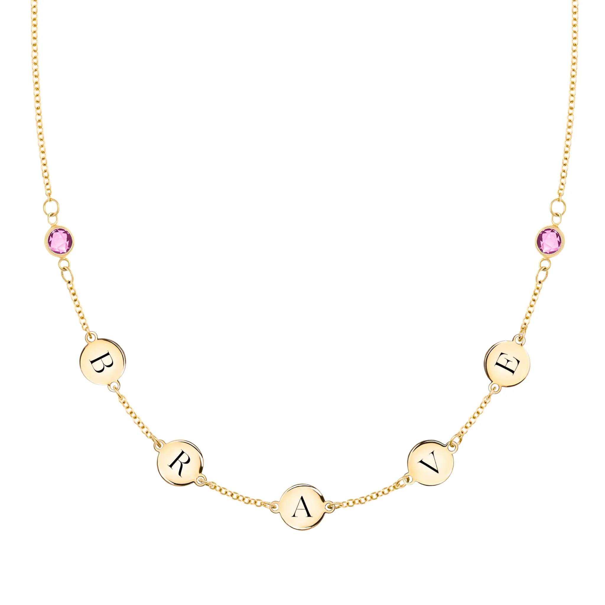 Pink Awareness BRAVE Necklace in 14k Gold sold by Haverhill