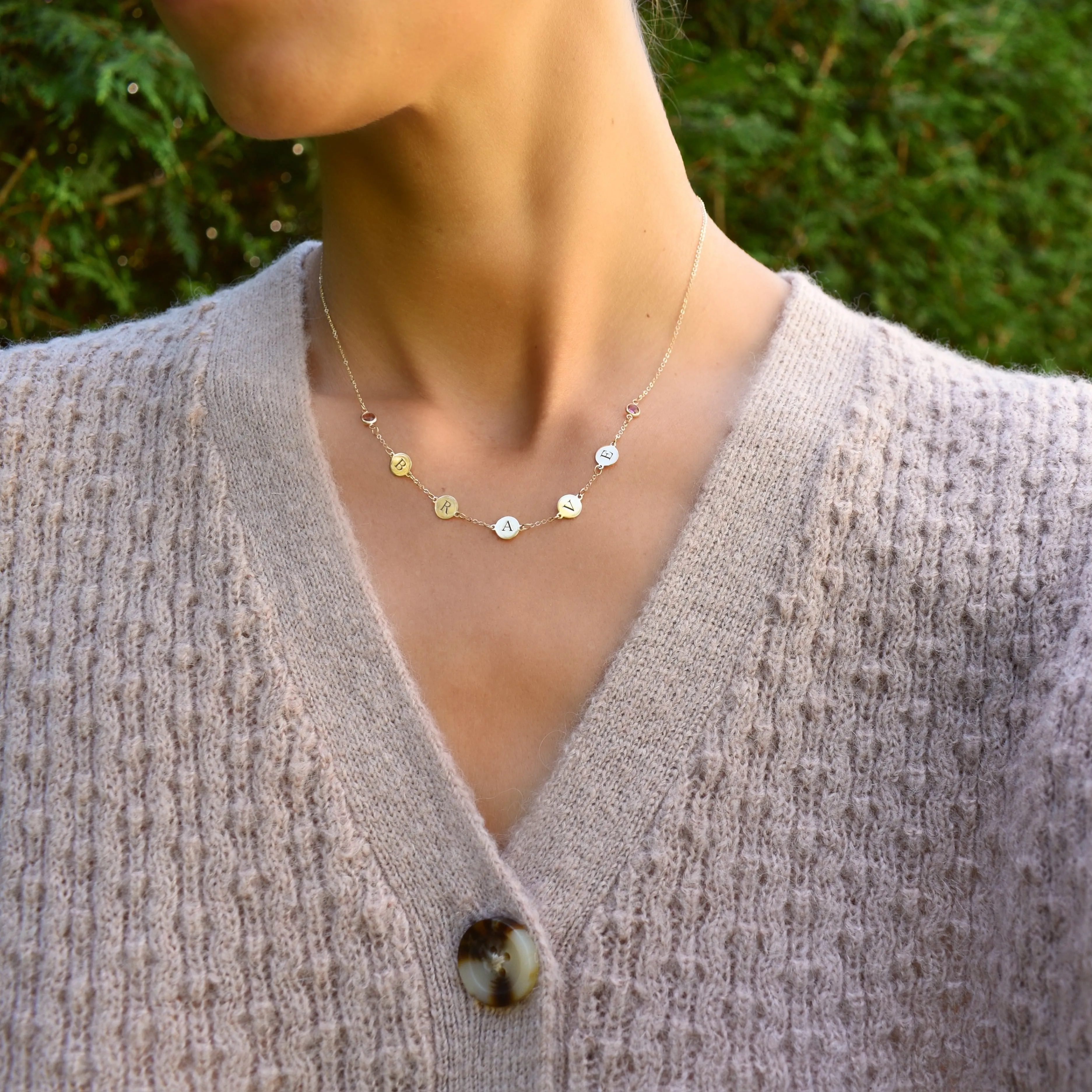 Pink Awareness BRAVE Necklace in 14k Gold sold by Haverhill product image thumbnail 2