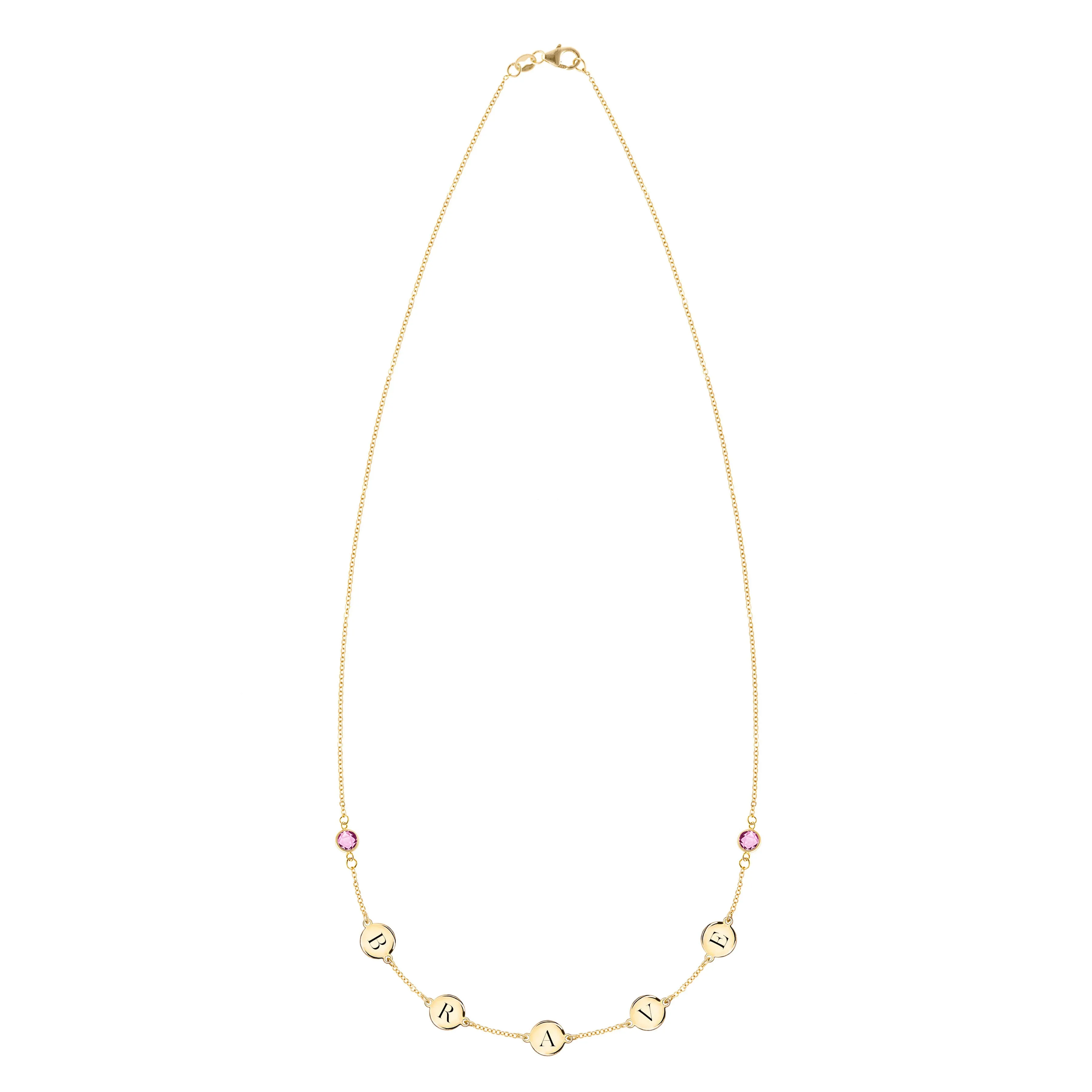 Pink Awareness BRAVE Necklace in 14k Gold sold by Haverhill product image thumbnail 4