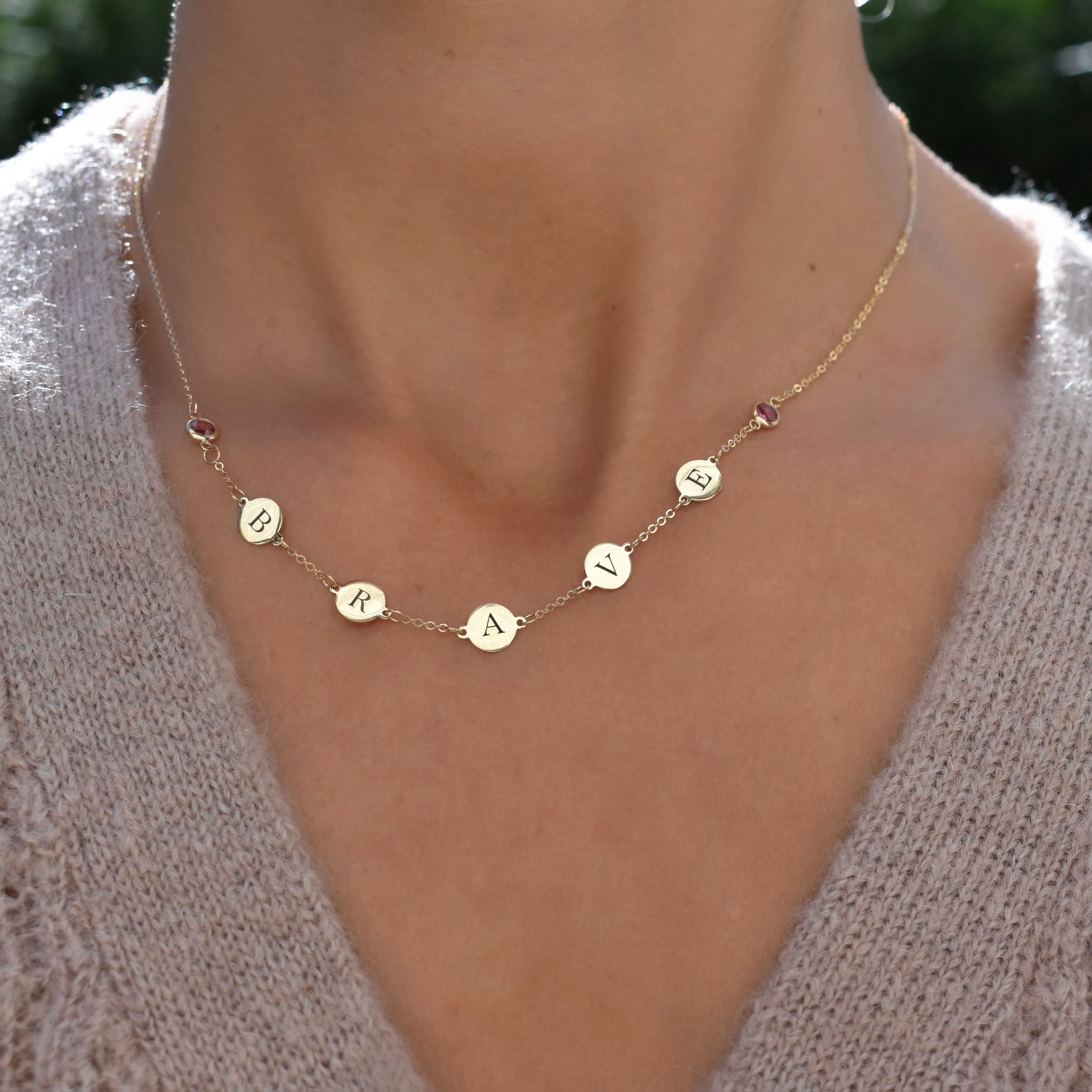 Pink Awareness BRAVE Necklace in 14k Gold sold by Haverhill product image thumbnail 3