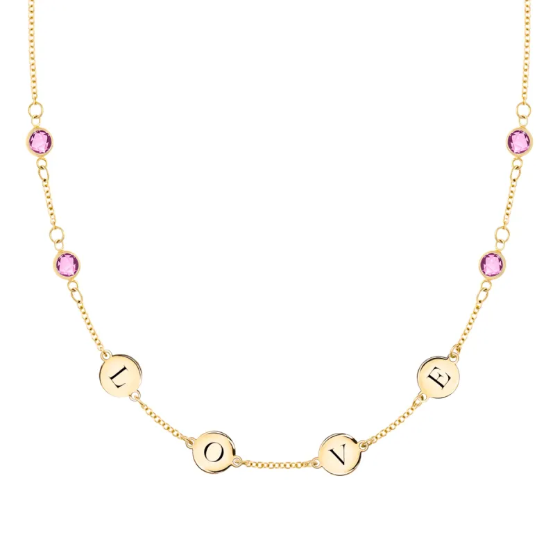 Pink Awareness LOVE Necklace in 14k Gold sold by Haverhill