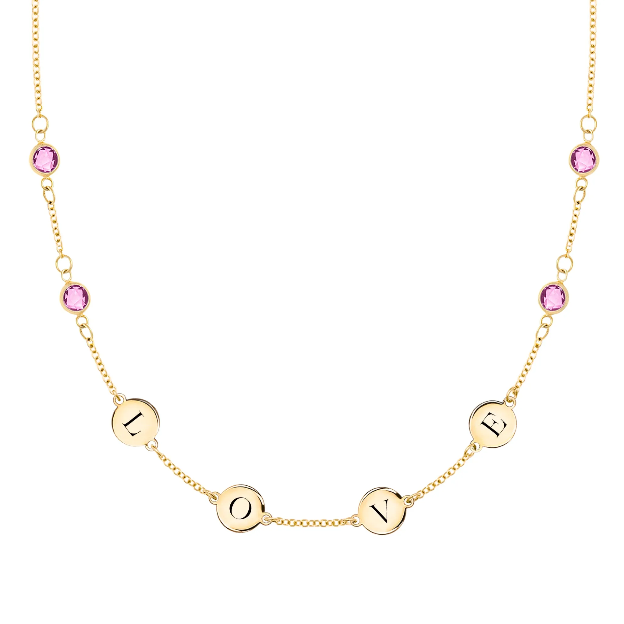 Pink Awareness LOVE Necklace in 14k Gold sold by Haverhill