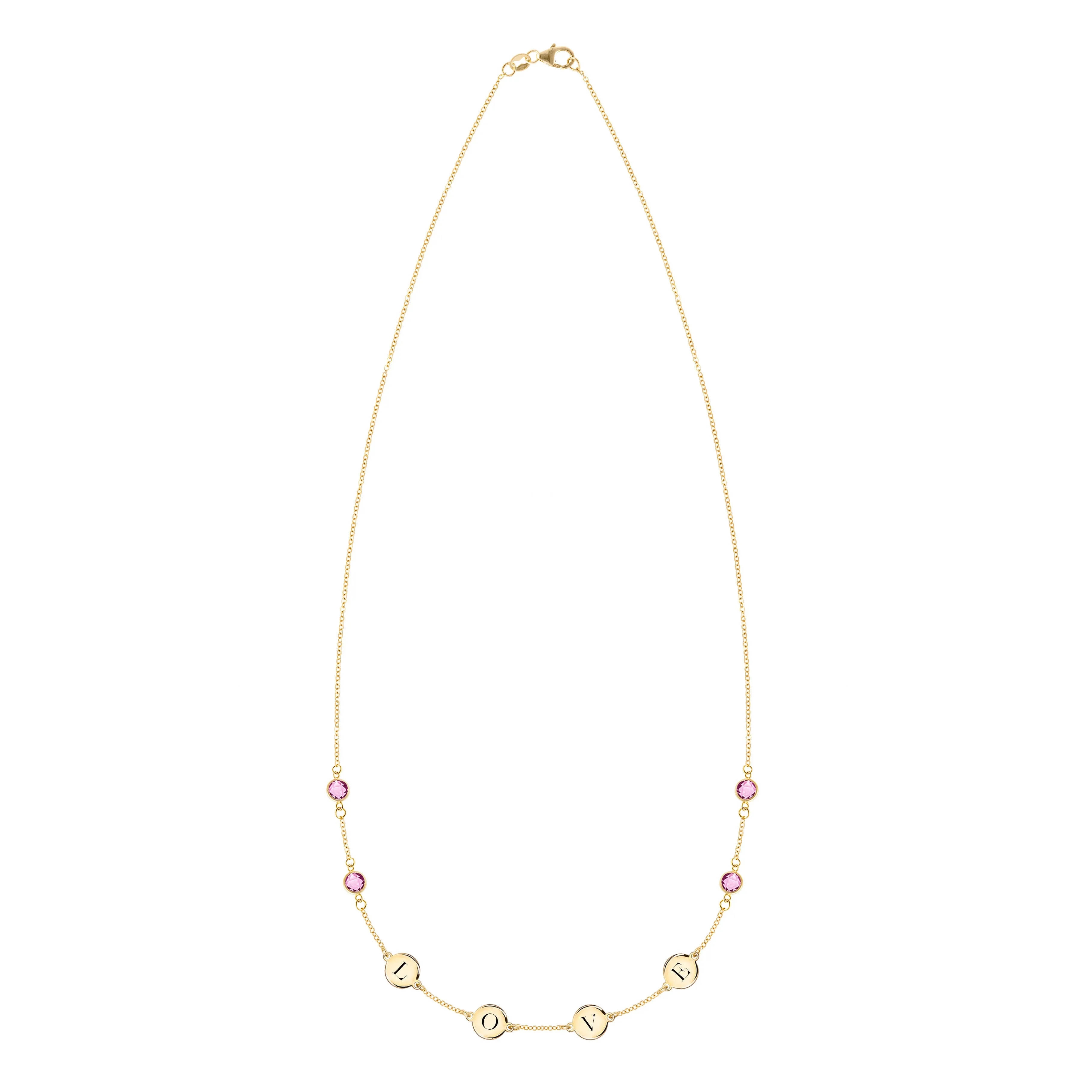 Pink Awareness LOVE Necklace in 14k Gold sold by Haverhill product image thumbnail 4